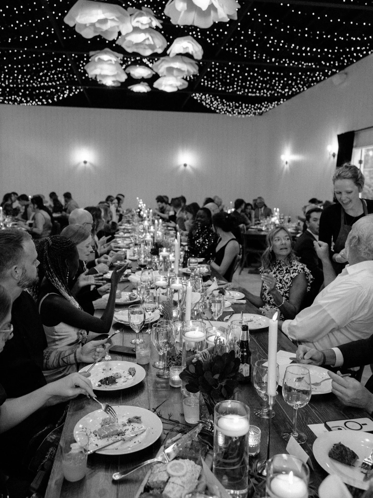 This picture just embodies how the event barn feels 

There&rsquo;s something so magical about the glowing lights shining on a room full of humans that adore one another sharing food, wine and making memories 

Words don&rsquo;t suffice, this picture