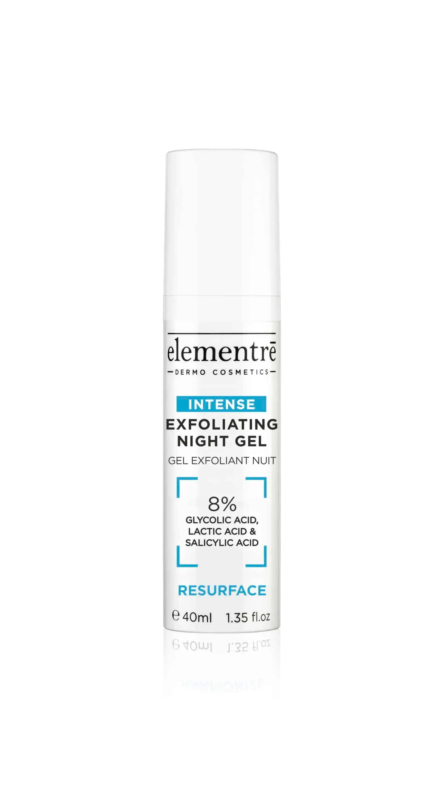 Elementré Exfoliating Night Gel - 8% Glycolic, Lactic, Salicylic Acids - 40m