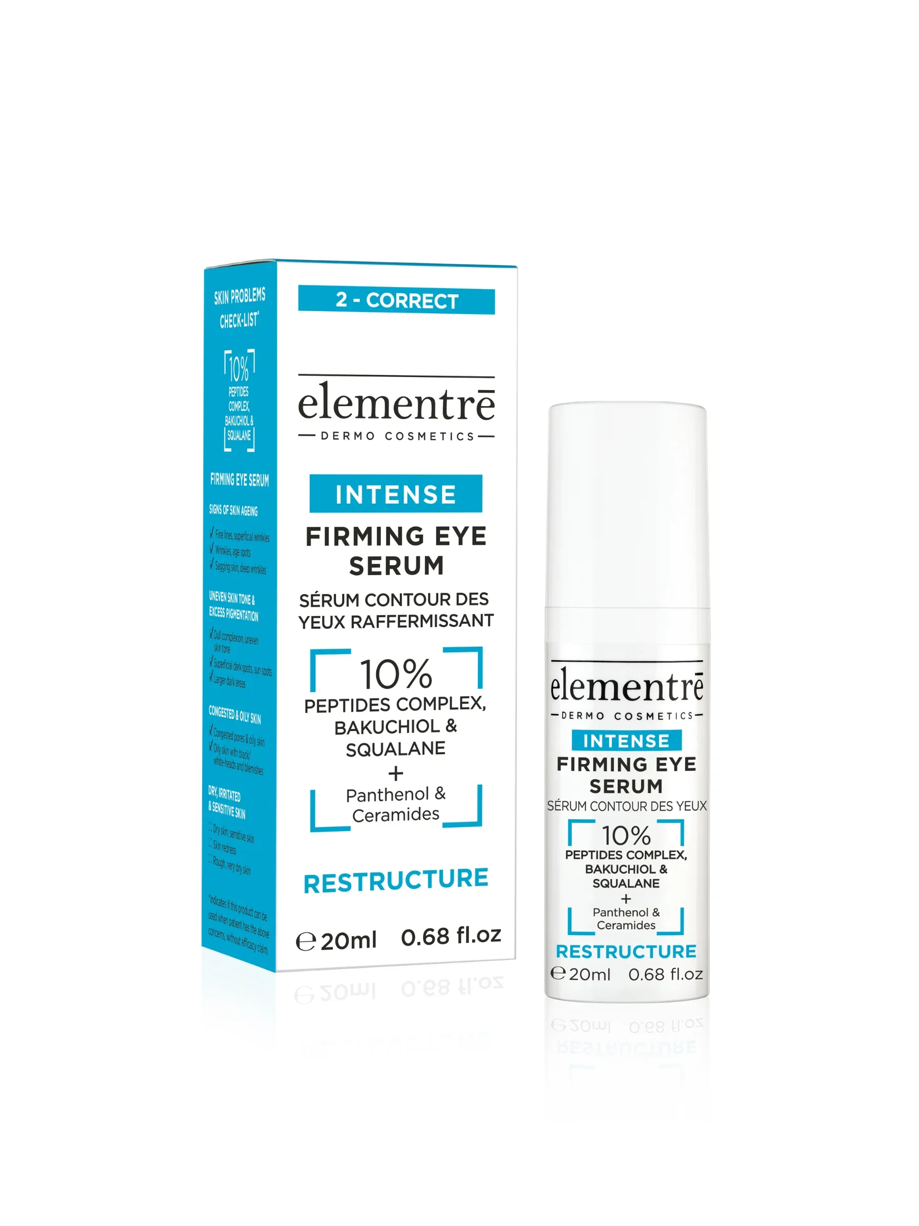 elementré Firming Eye Serum - 10% Peptides, Bakuchiol, Squalane - 20ml