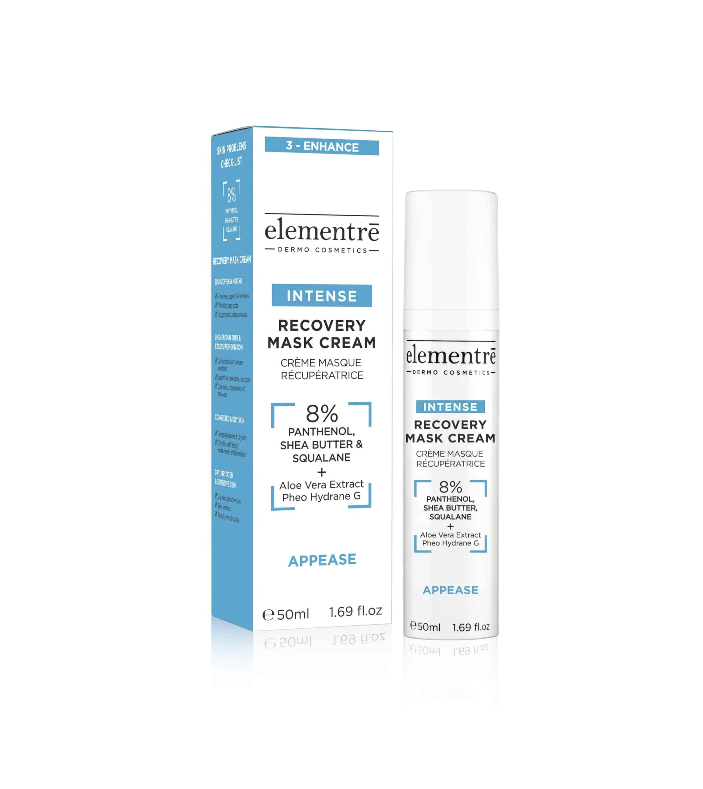 Elementré Recovery Mask Cream - 8% Panthenol, Shea Butter, Squalane - 50ml