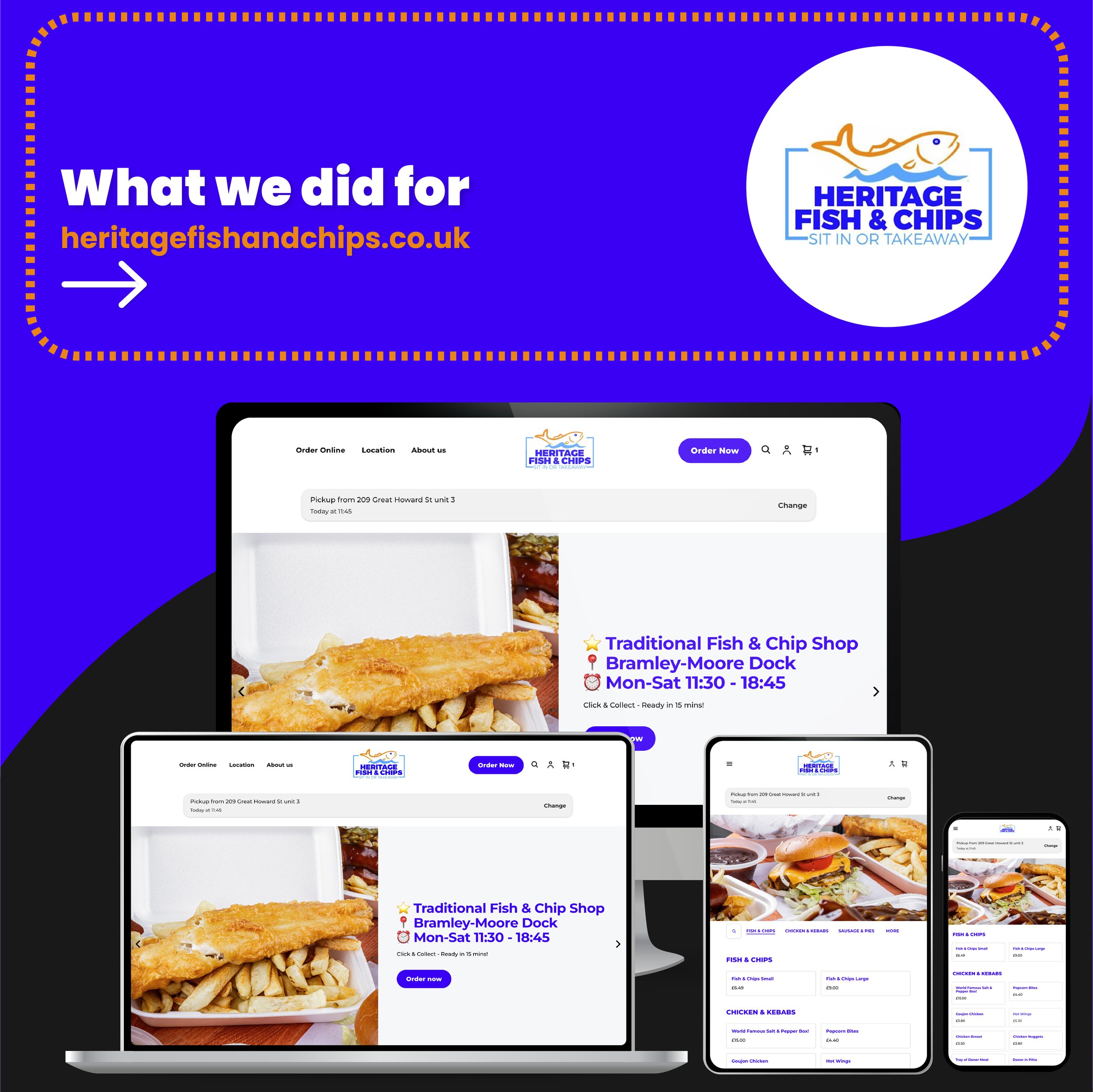 Restaurant Website &amp; Online Ordering System for Heritage Fish &amp; Chips