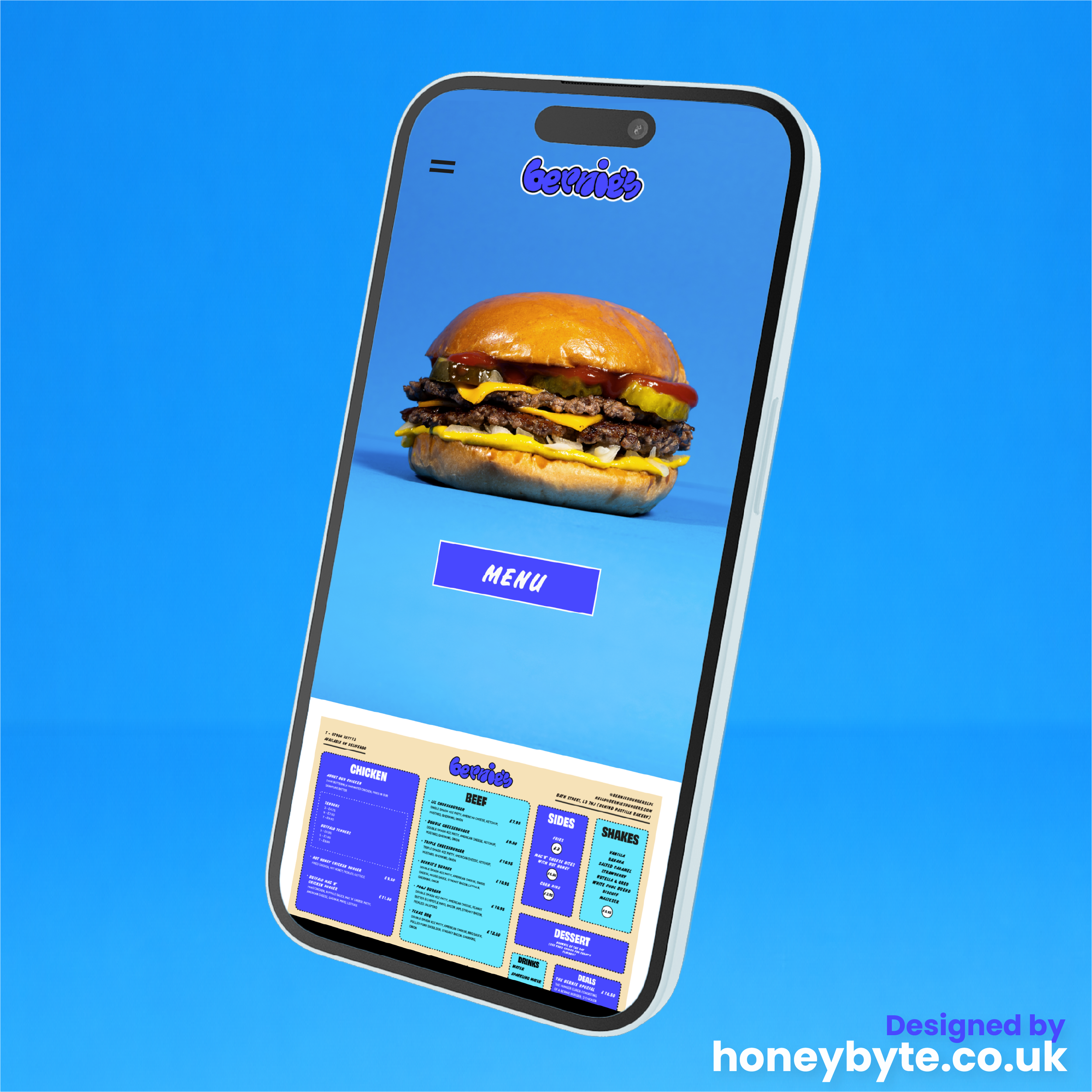 Restaurant Website Design &amp; Branding for Bernie’s Burgers
