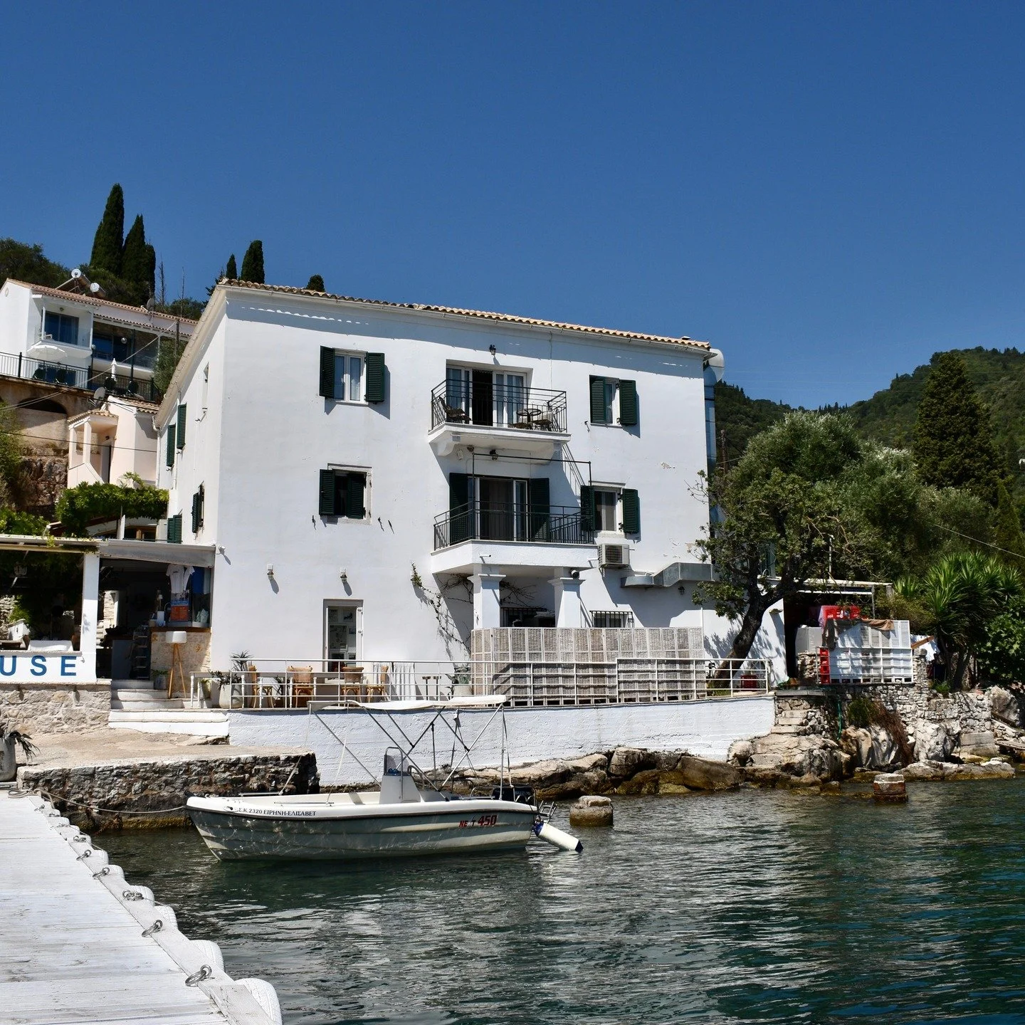 Hello,
We have just come home from the most beautiful holiday in Corfu. ( The Durrells Country ). I thought you might like to see a few photos before I drag myself back to my studio. 😂☺️🌊🌞 x x x 
&quot; A white house set like a dice in a rock alre