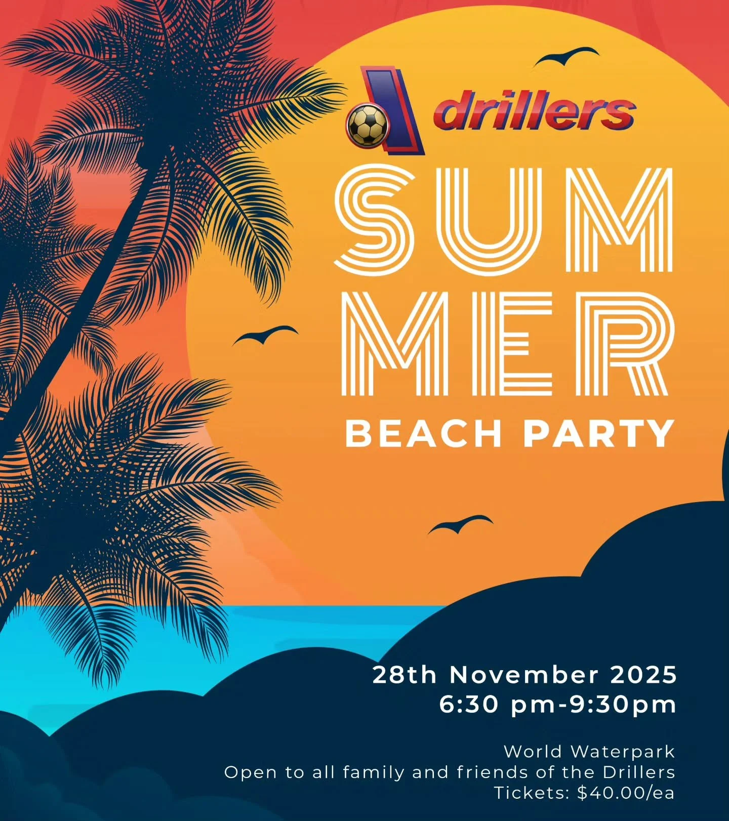 The Drillers are excited to announce we are hosting an exclusive family and friends night at the World Waterpark. FRIDAY NOV 28, 630-930PM. Tickets are limited, purchase yours today on our website! 
#drillerssoccer #yegsoccer