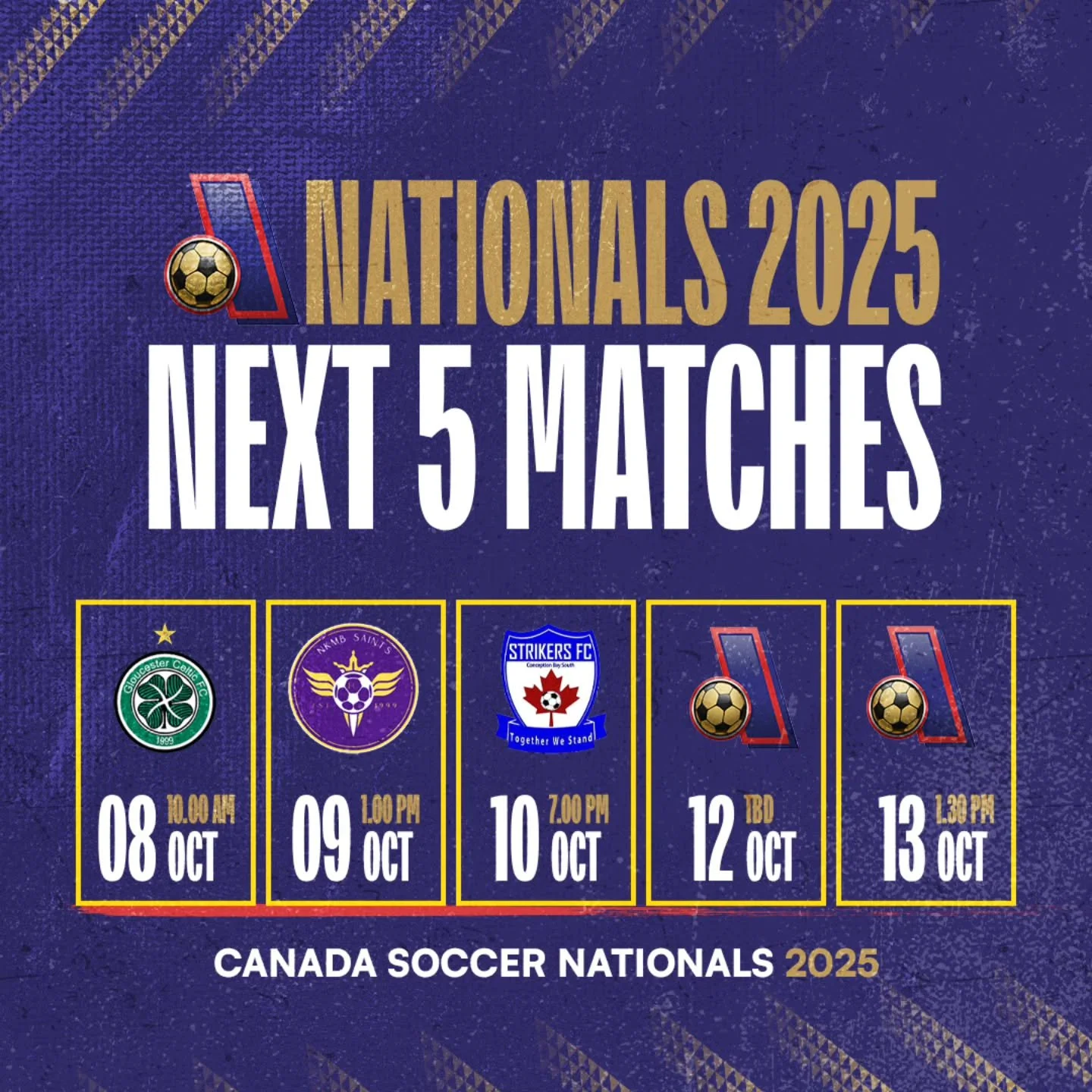 IT'S NATIONALS WEEK! 🏆 Five matches. One goal. Everything kicks off on October 8th at 10:00 AM in St John's NFD and runs through the 13th. Time to win! #DrillersFC #FiveGames #ChampionshipRun