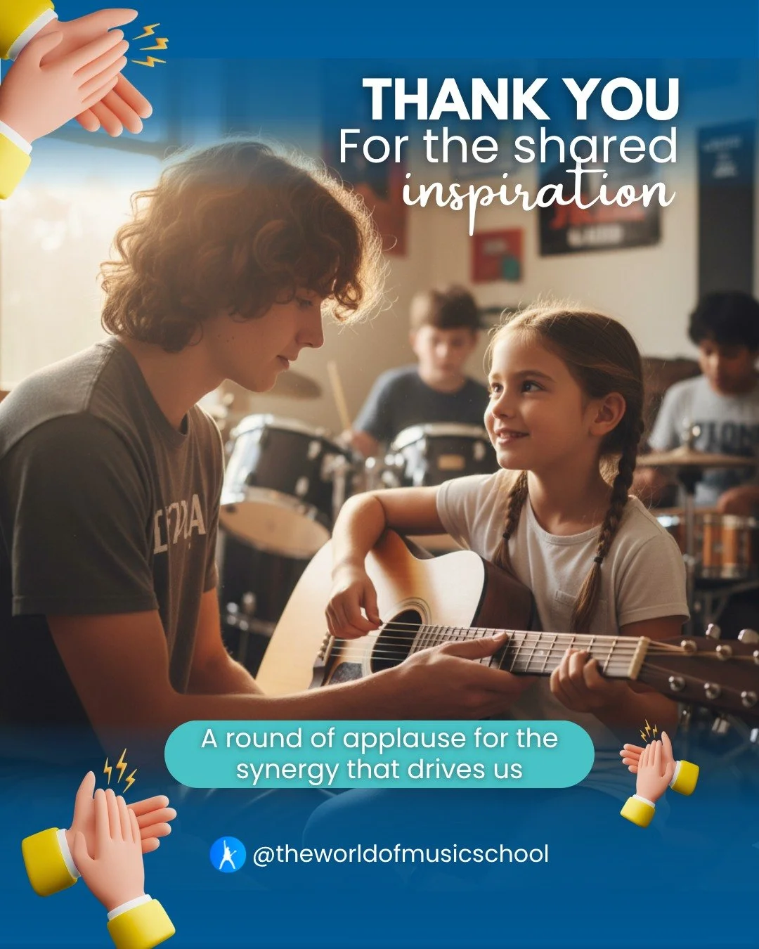 💙 Thank You for the Shared Inspiration! 💙

At The World of Music School, every note, smile, and shared moment reminds us why we do what we do. 🎵✨
Each student, teacher, and family brings their own rhythm to our community &mdash; and together, we c