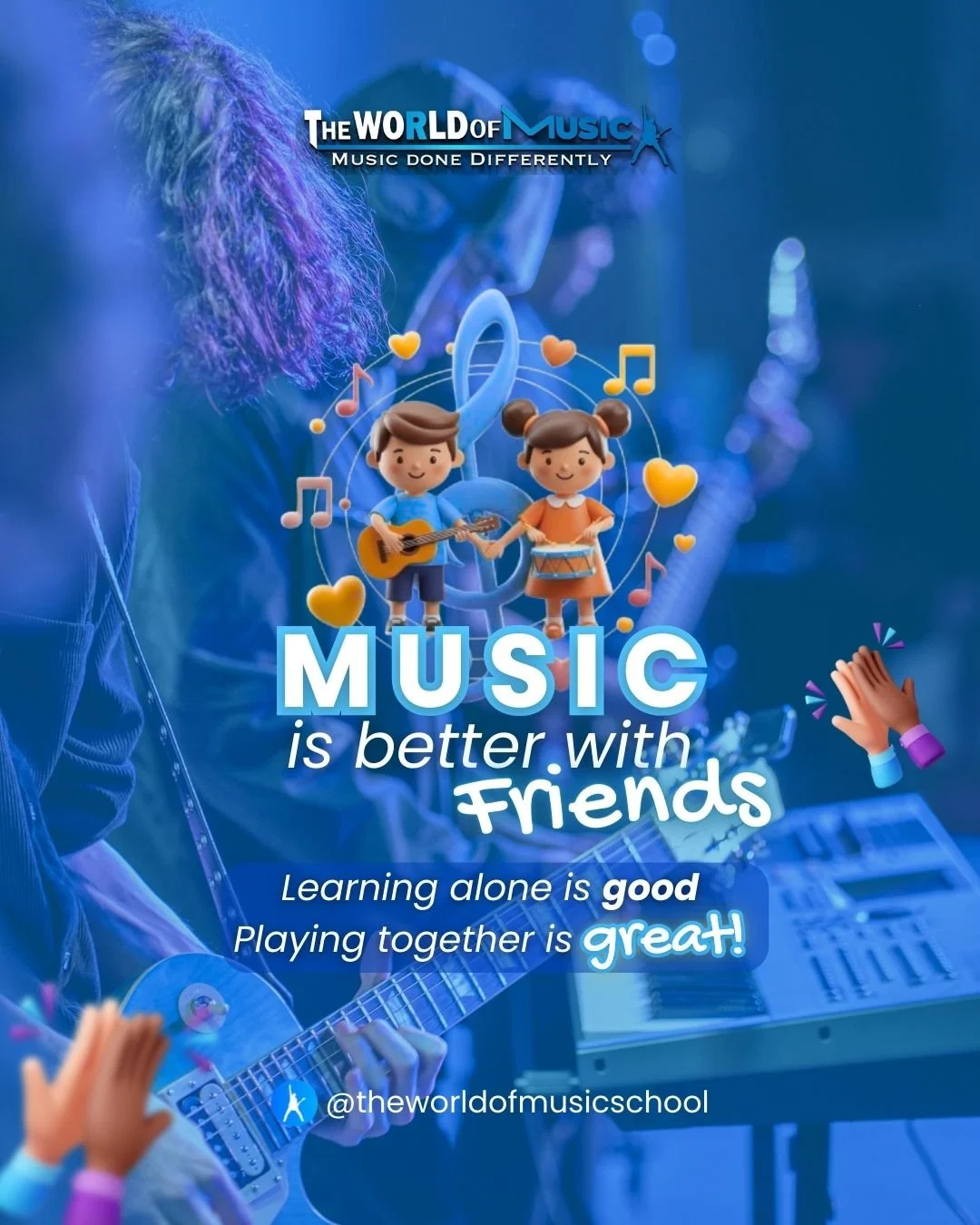 🎸⚡️ TRUE MAGIC HAPPENS WHEN YOU PLAY WITH FRIENDS. ⚡️🎸

Let&rsquo;s be honest &mdash; practicing scales alone can feel a little lonely. But everything changes the moment a student sits across from another and, without saying a word, their instrumen
