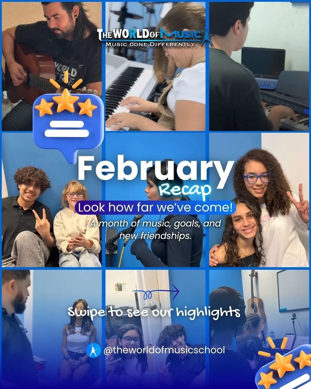 February, you were special. 🎶✨

At The World of Music School, this month wasn&rsquo;t just about lessons &mdash; it was about momentum.

Over 3,600 minutes of focused practice.
Dozens of small wins.
New friendships formed between rehearsals.
Teacher