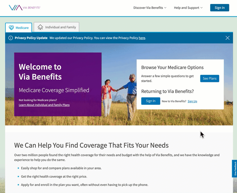 Signing In to Via Benefits on the Website — Health Coverage Simplified