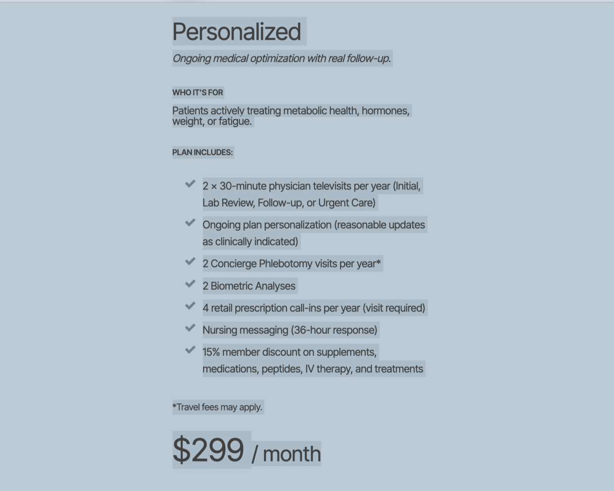 Original Badillo Longevity Lab membership page