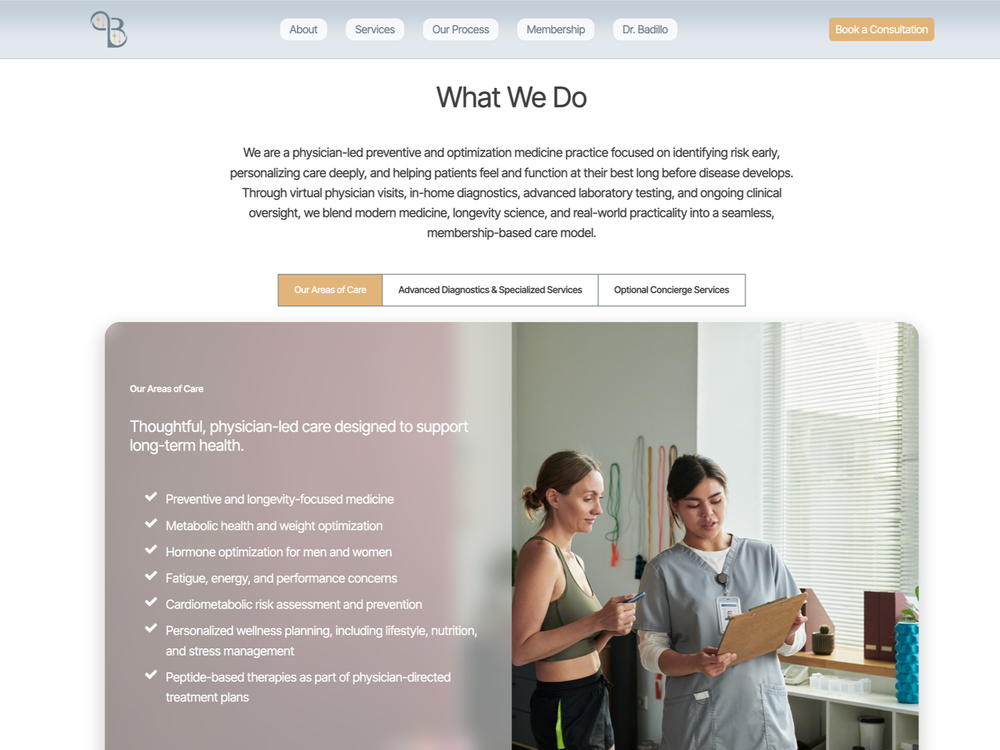 Original Badillo Longevity Lab services section