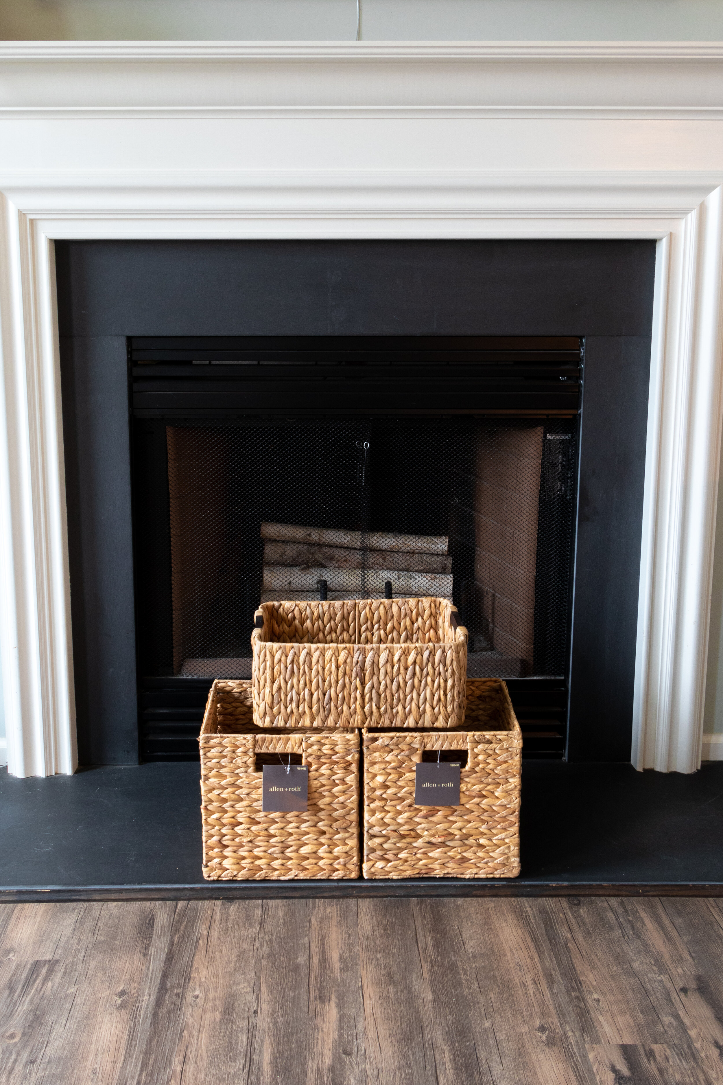 basket to hide tv cable box in living room