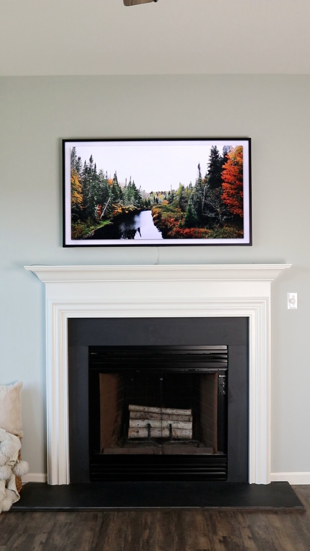 How to decorate tv above fireplace mantel heart fall autumn décor 