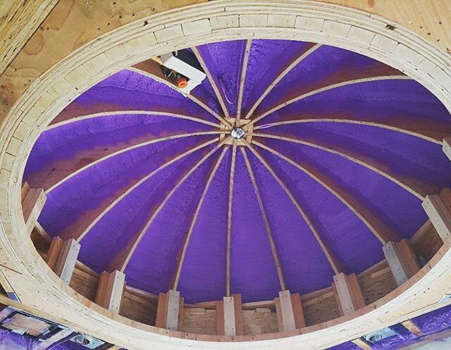 Spray Foam to a domed roof #walltiteeco #basf #purple #greersprayfoam #greenliving #energyefficient #insulation #quality #buildgreen #buildvancouver