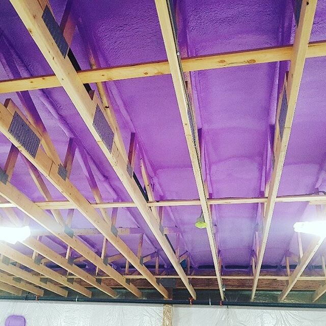 Walltite Eco v3 to a trussed unvented roof, an excellent alternative to a traditional vented attic #Sprayfoam #vancouver #green #ecologo #ecofriendly #buildgreen #ennergyefficient #basf #foam