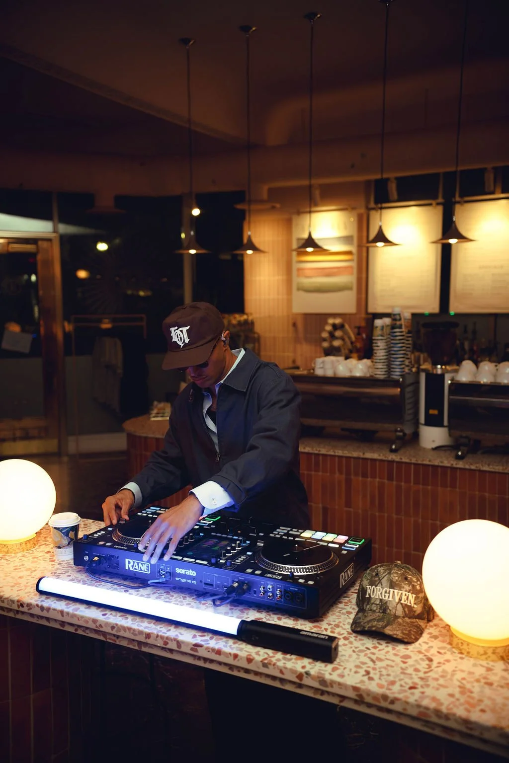 DJ Iman Tucker playing a lounge set at Bovaconti Coffee in Carmel, Indiana