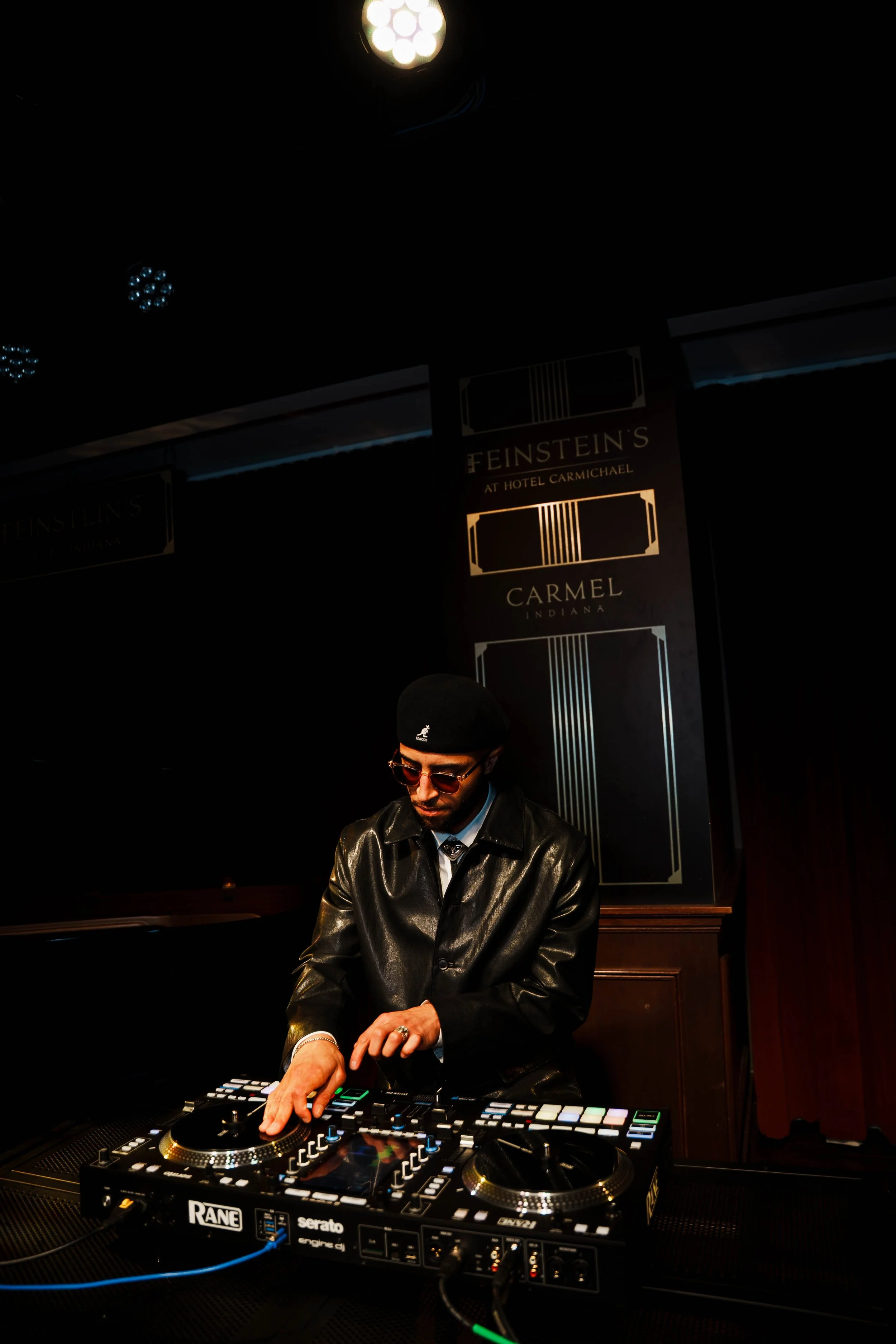 Iman Tucker Indianapolis DJ mixes live set at Feinstein's at Hotel Carmichael in Carmle Indiana