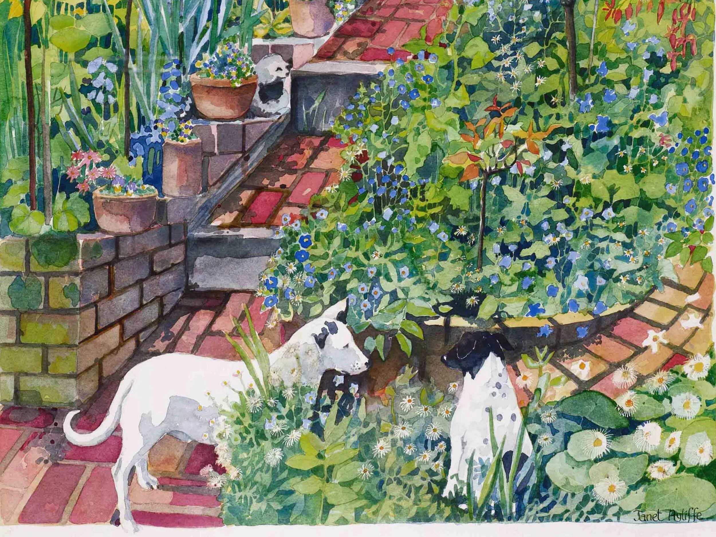 Albert and Milly consider the ducks crop 1.jpg