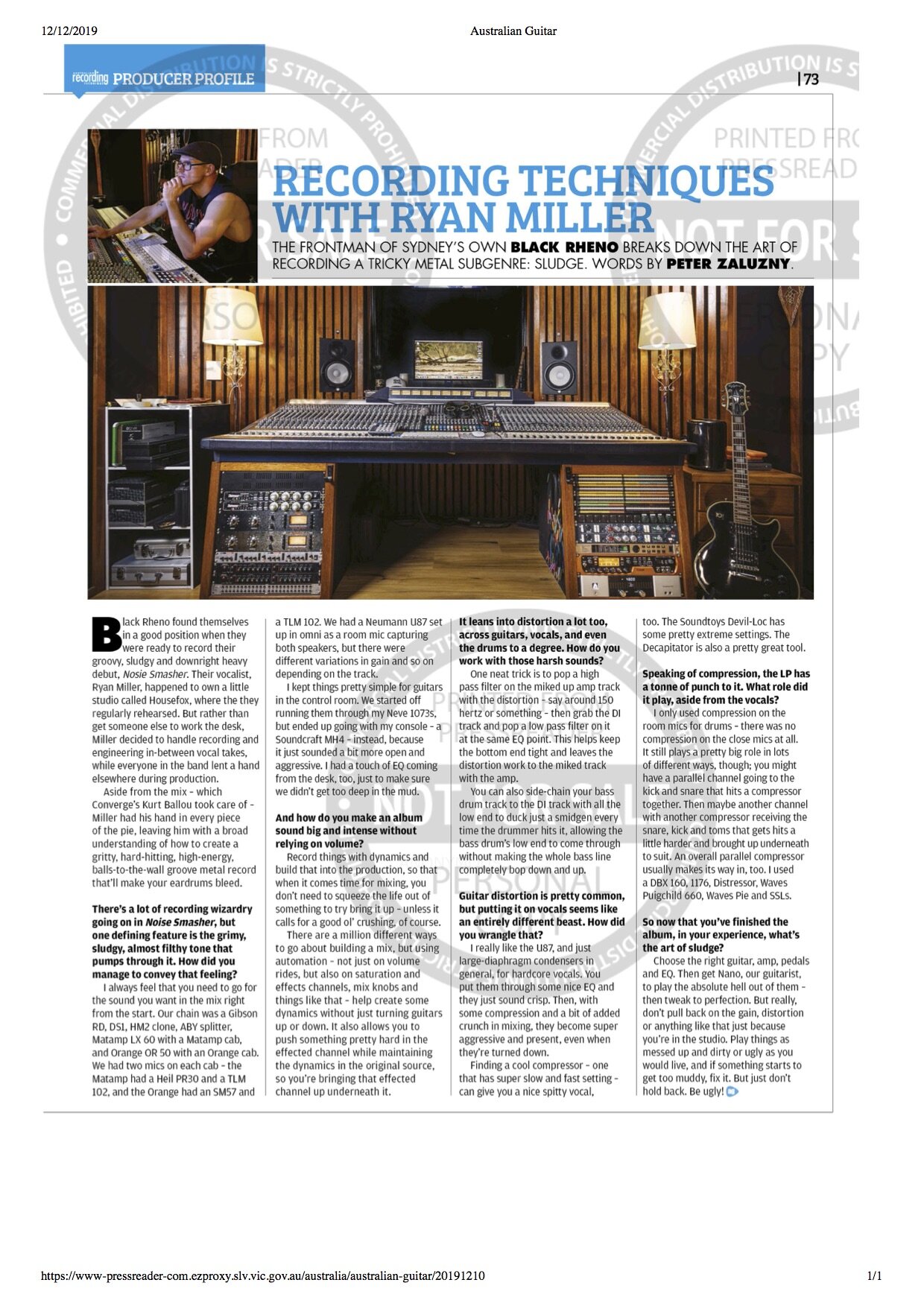 Recording Mag Features