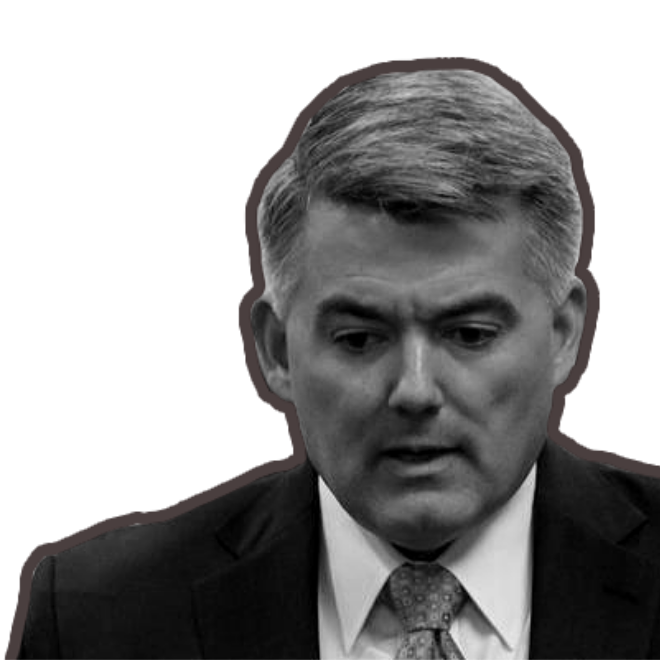 Cory Gardner in black and white with a red outline.