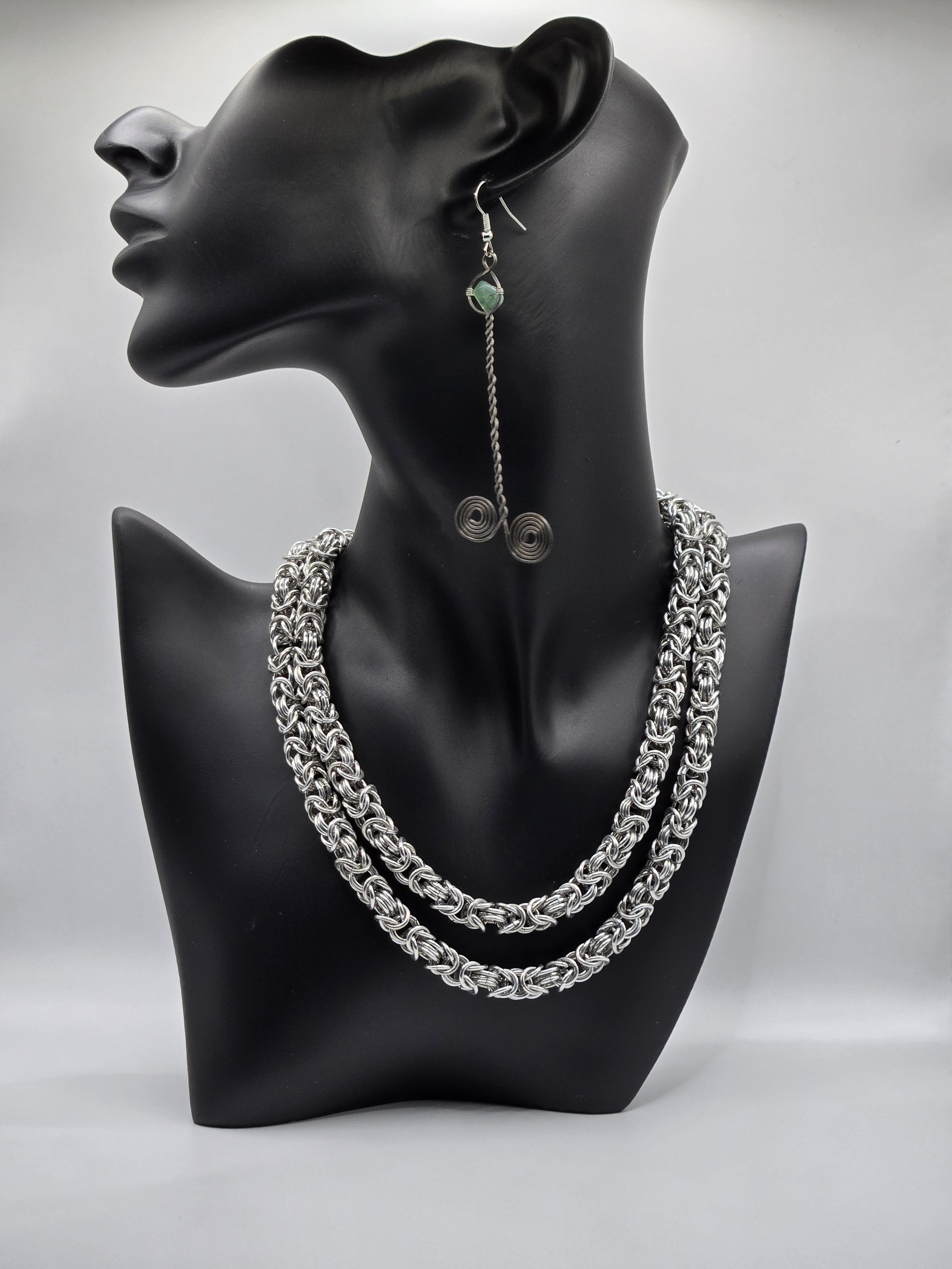 Steel & Green Aventurine Earrings