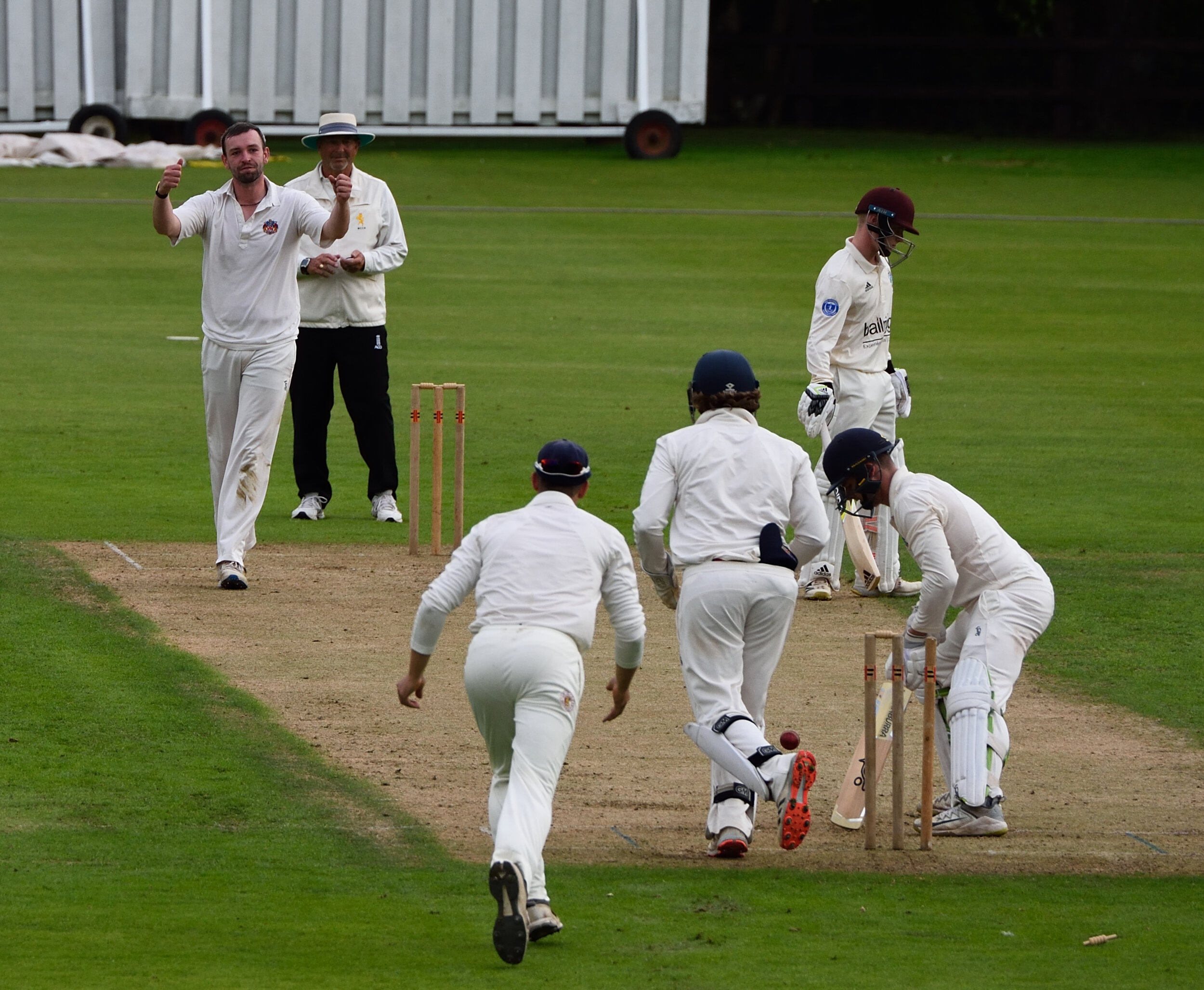 Charles Clist (Old Millfieldians) is bowled by Will Street