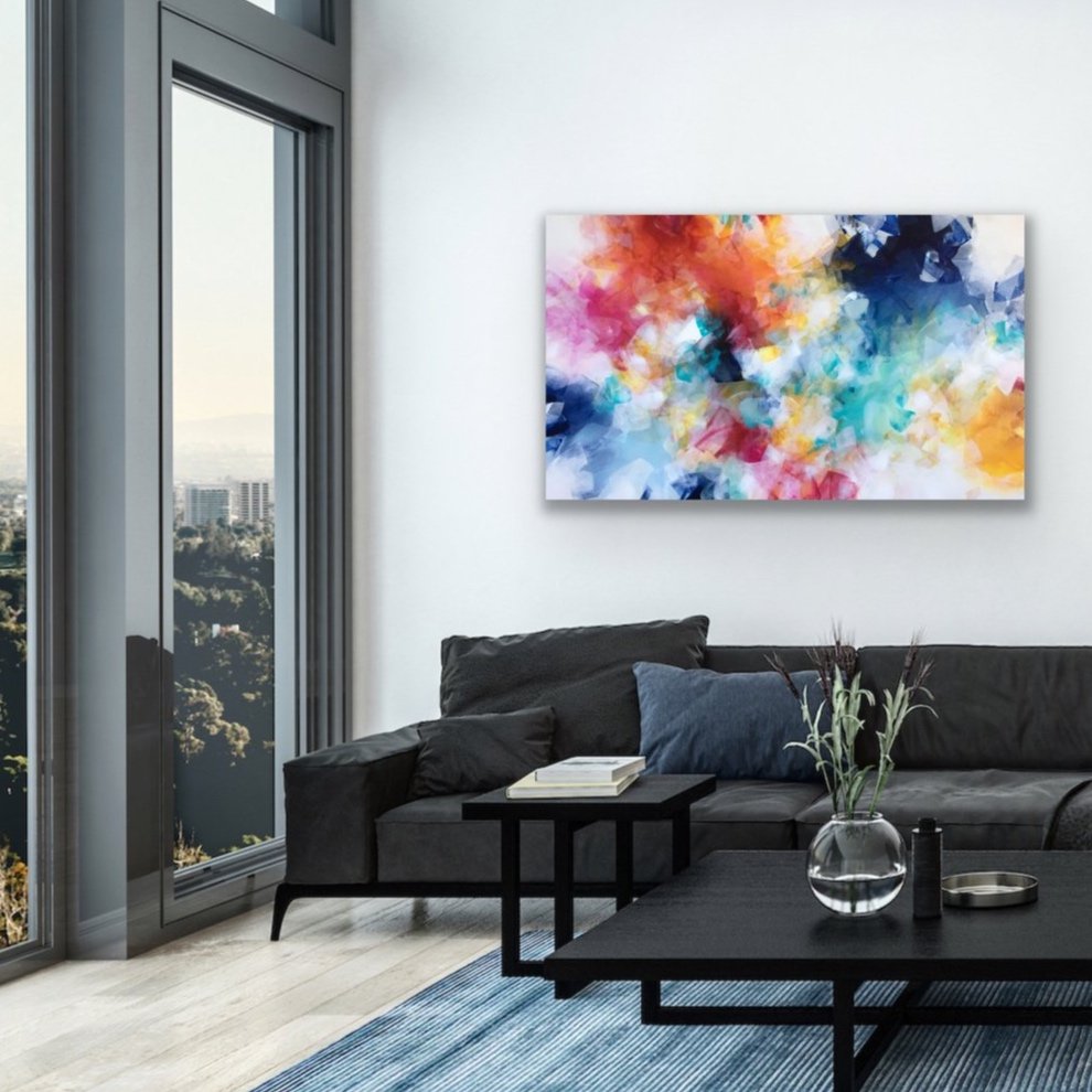 insitu+condo+gray+sofa+white+wall+-+36x60+Love+for+Life+-+Deniz+Altug+-+colorful+abstract+painting+montreal+toronto+canada+canvas+painting+modern.jpg