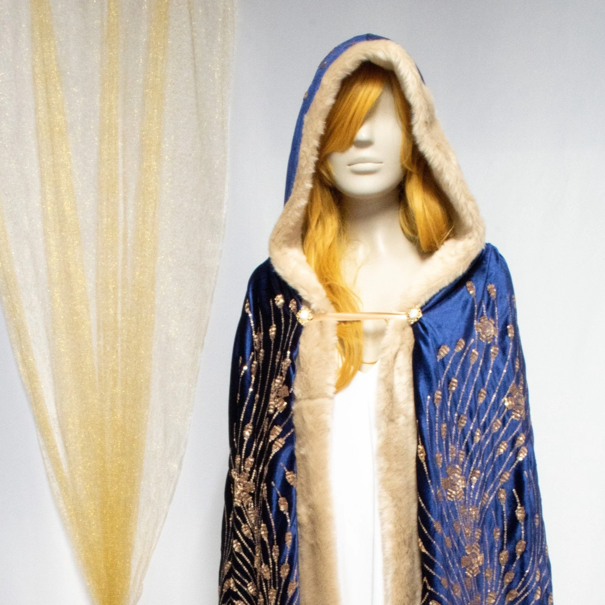 Blue Gold Sequin Cloak
