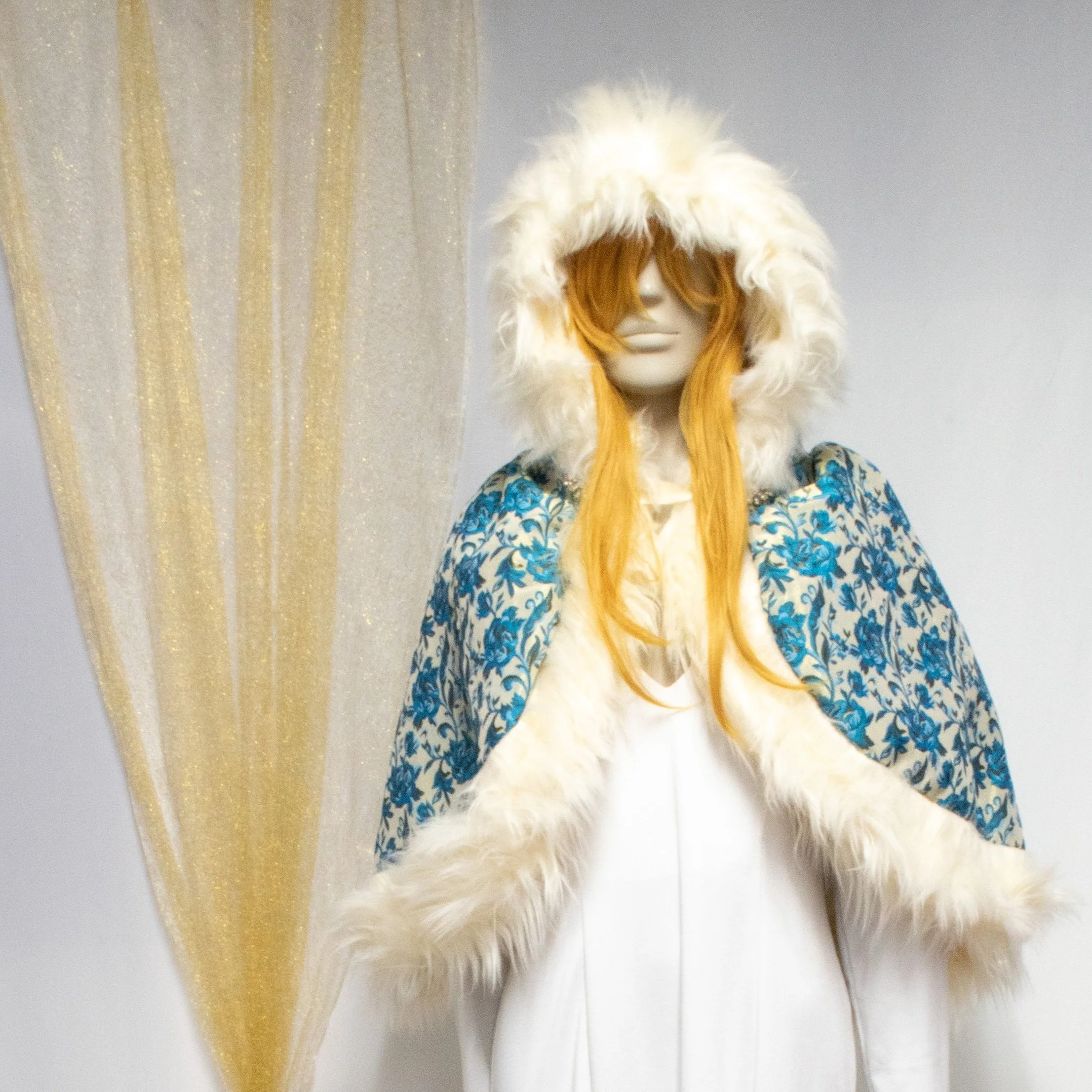 Teal Gold Rose Capelet