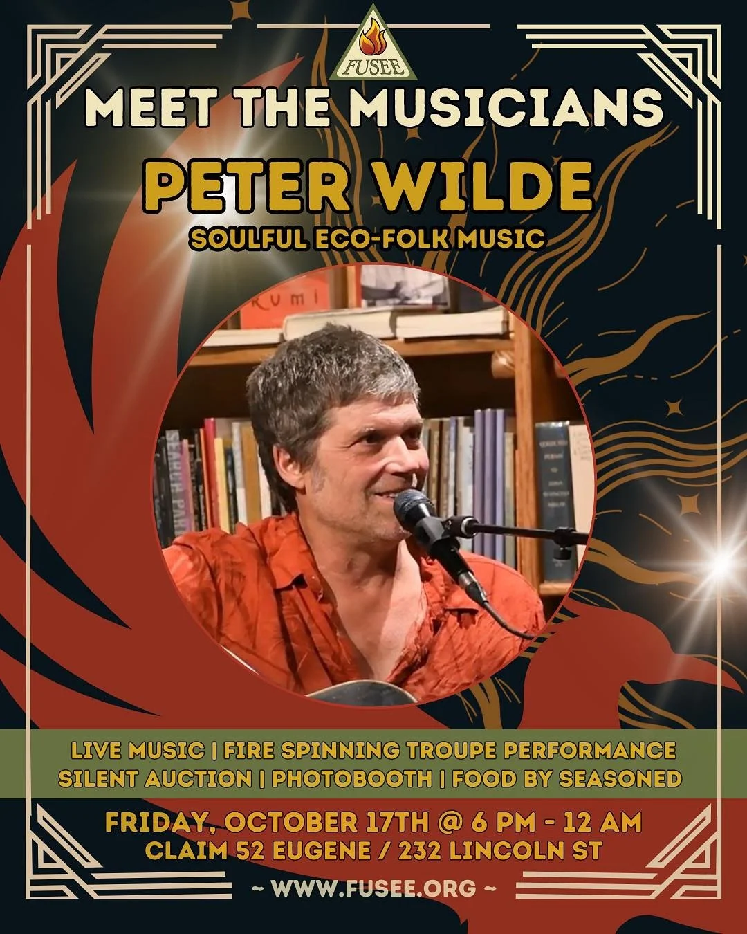 Peter Wilde will be bringing the folk to the festivities on October 17th at Claim 52 Brewing for this year&rsquo;s FUSEE Fall Fire Fest. 

An Oregon Country Fair regular, Peter Wilde will surely charm you with his soulful eco-folk music. 

Buy your t