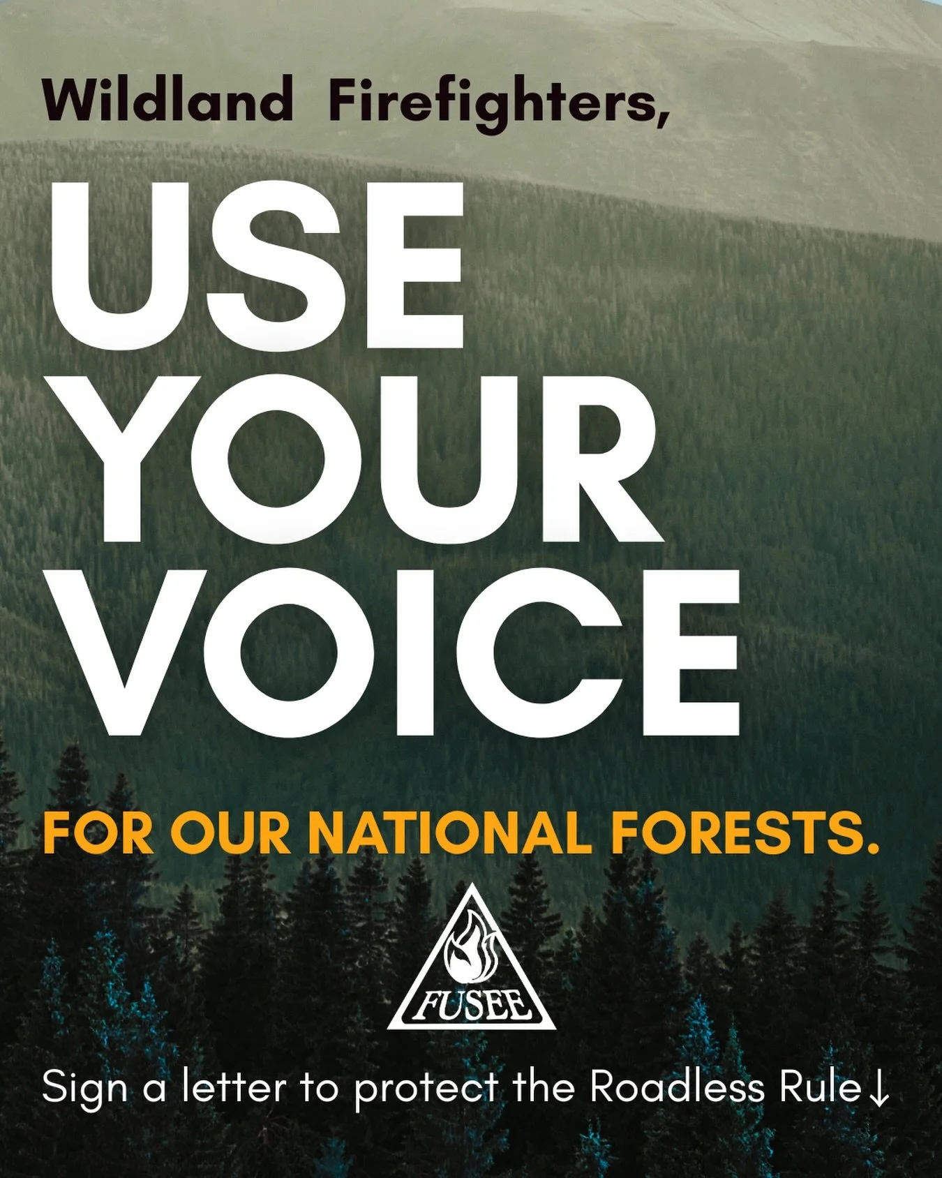 Current and former wildland firefighters, we need you! ❤️&zwj;🔥 

💌 FUSEE will be hand-delivering a letter from firefighters to Congressional offices in DC asking them to uphold the Roadless Area Conservation Rule (aka Roadless Rule). Sign on to ou