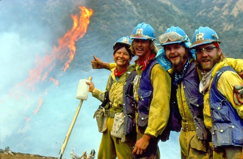 Sue Husari and crewmates on wildland fire in 1970s