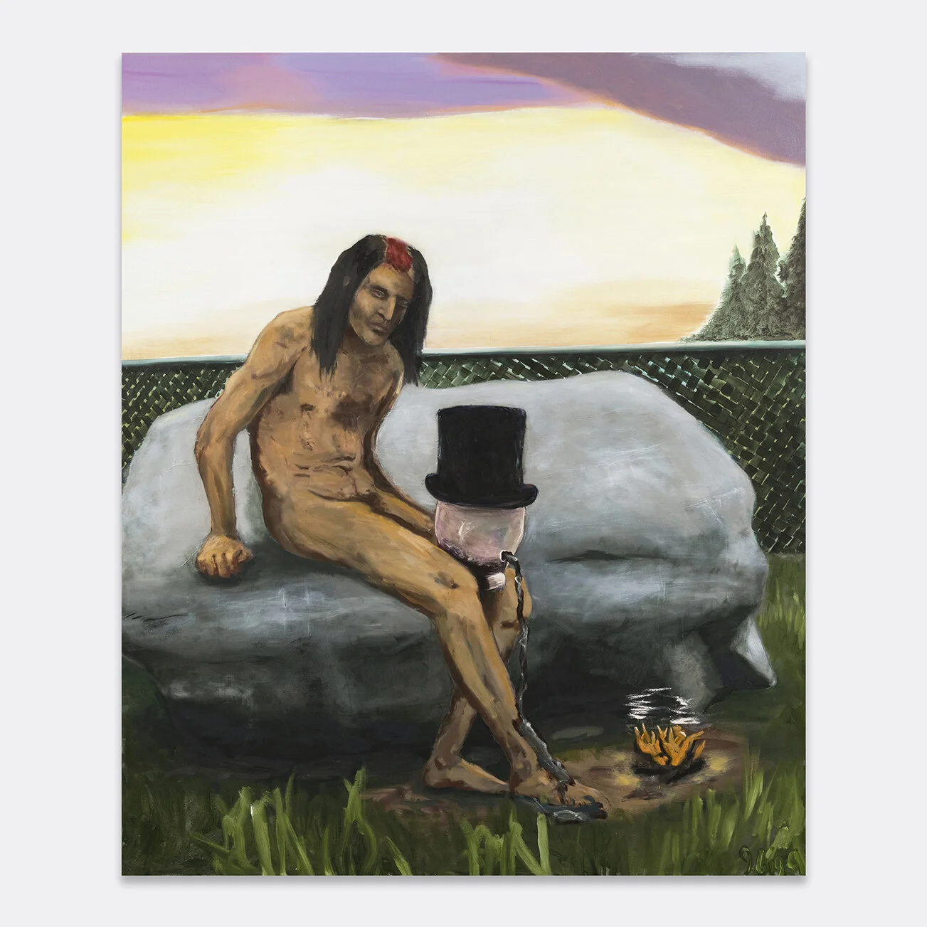 Joseph Tisiga, Resilience is retaliatory, 2020, Huile sur toile / Oil on canvas, 183 x 152.5 cm (72 x 60 in.)