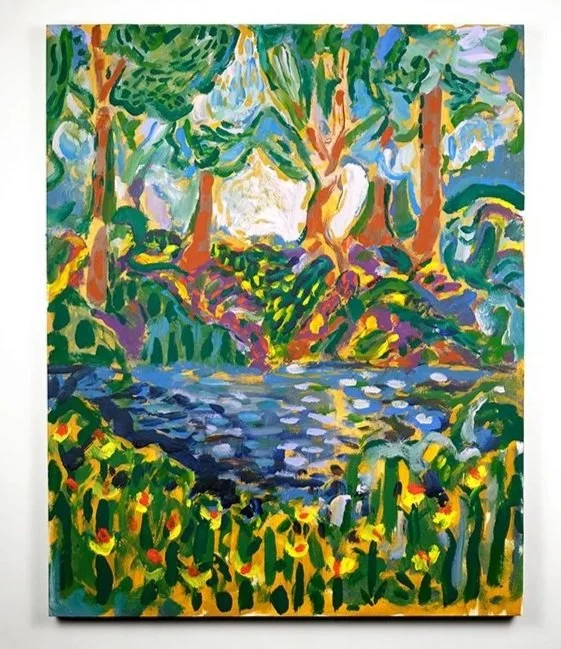 Kael Mercader:
Eau trouble, eau quand même - L'étang, 2026
acrylique sur panneau de bois / acrylic on wood panel
76 x 60 cm