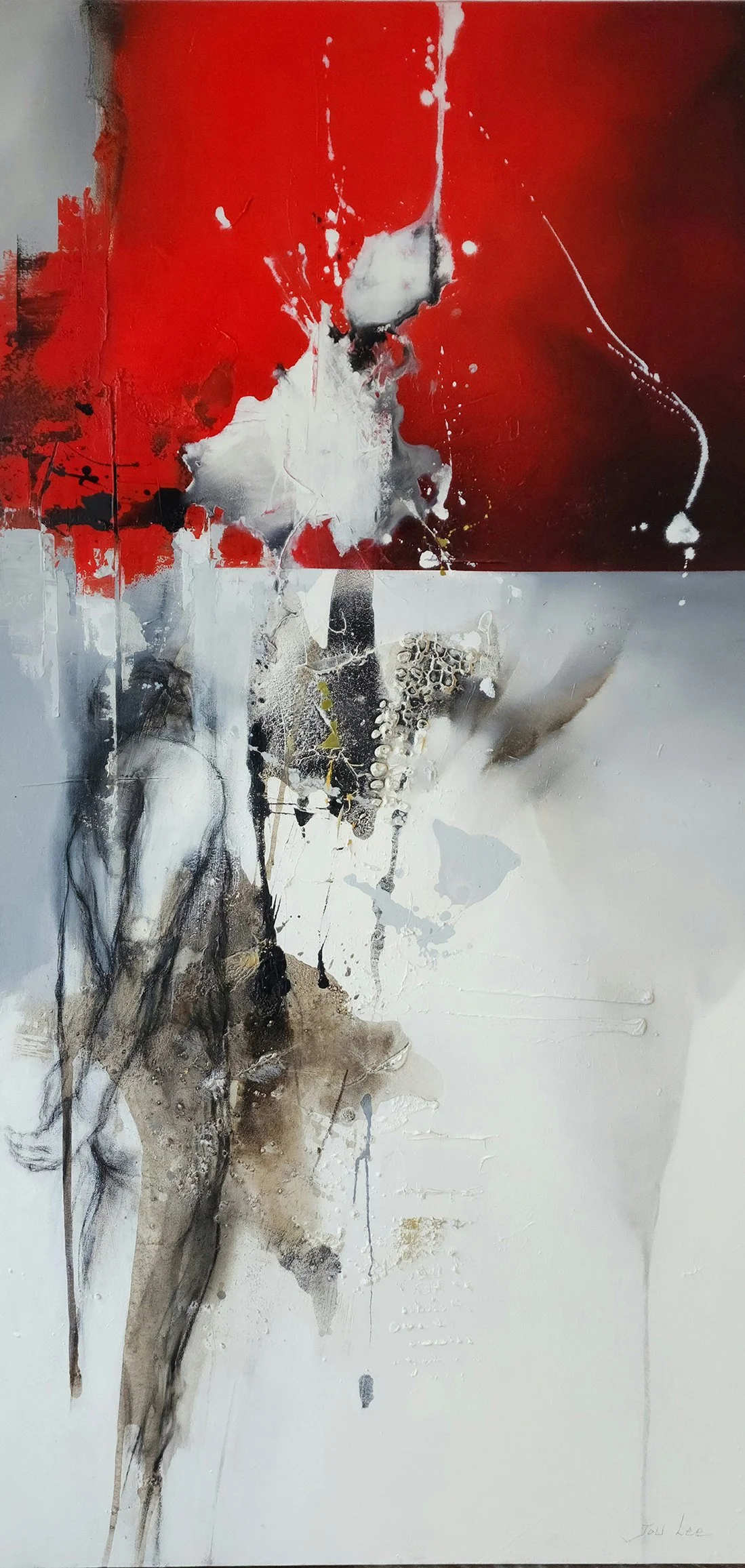 Jou Lee:
Still Becoming, 2022
Techniques mixtes sur toile / mixed media on canvas
182.88 x 76.2 cm