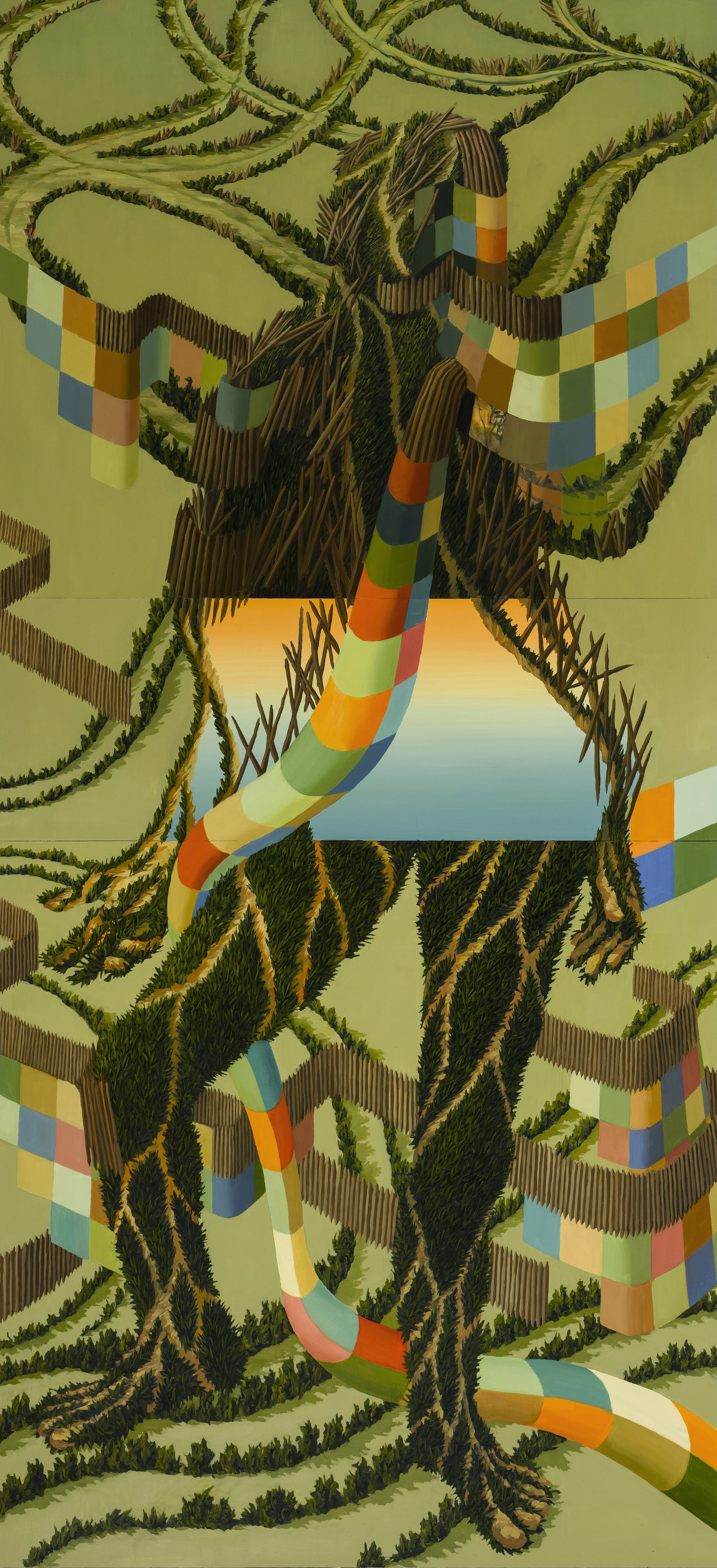 Judith Berry:
Low-rise / Elevated Thoughts, 2026
huile sur toile / oil on wood
198cm x 91cm