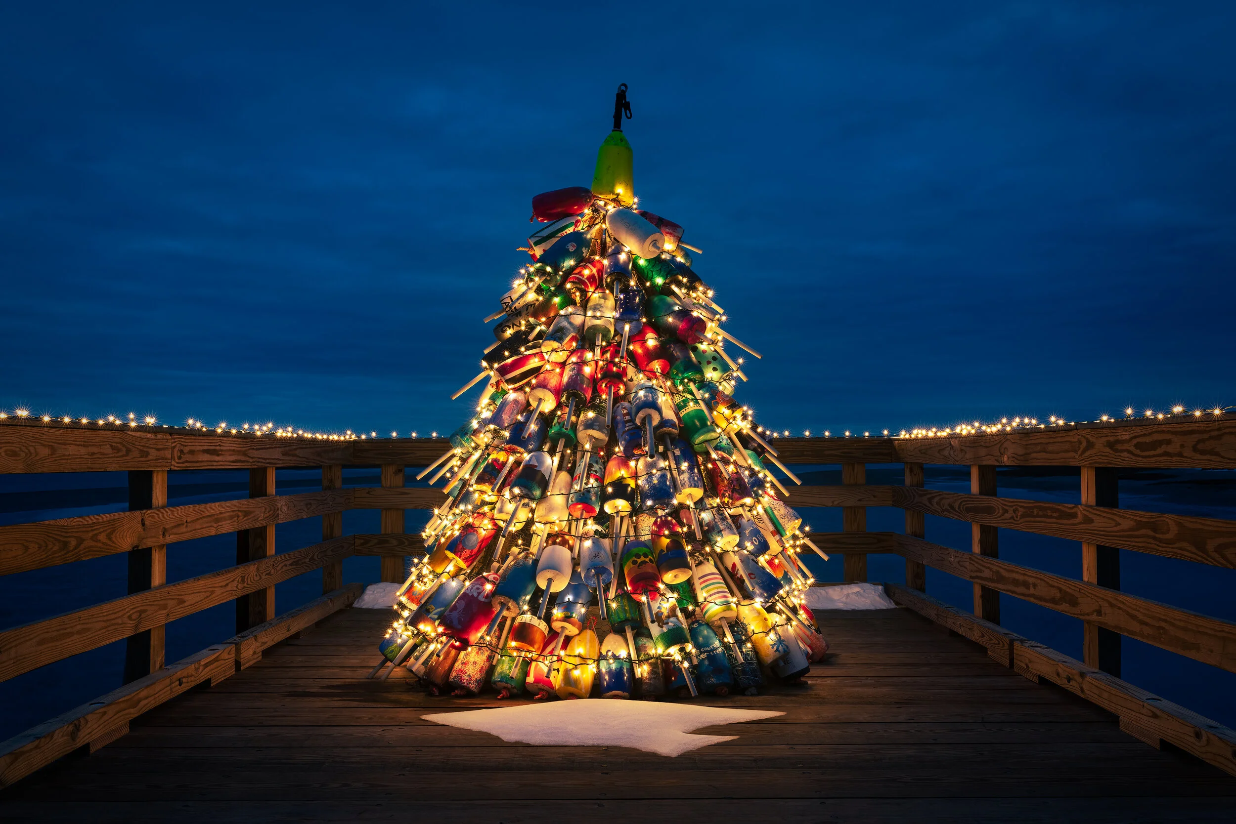 Wells Harbor At Christmas