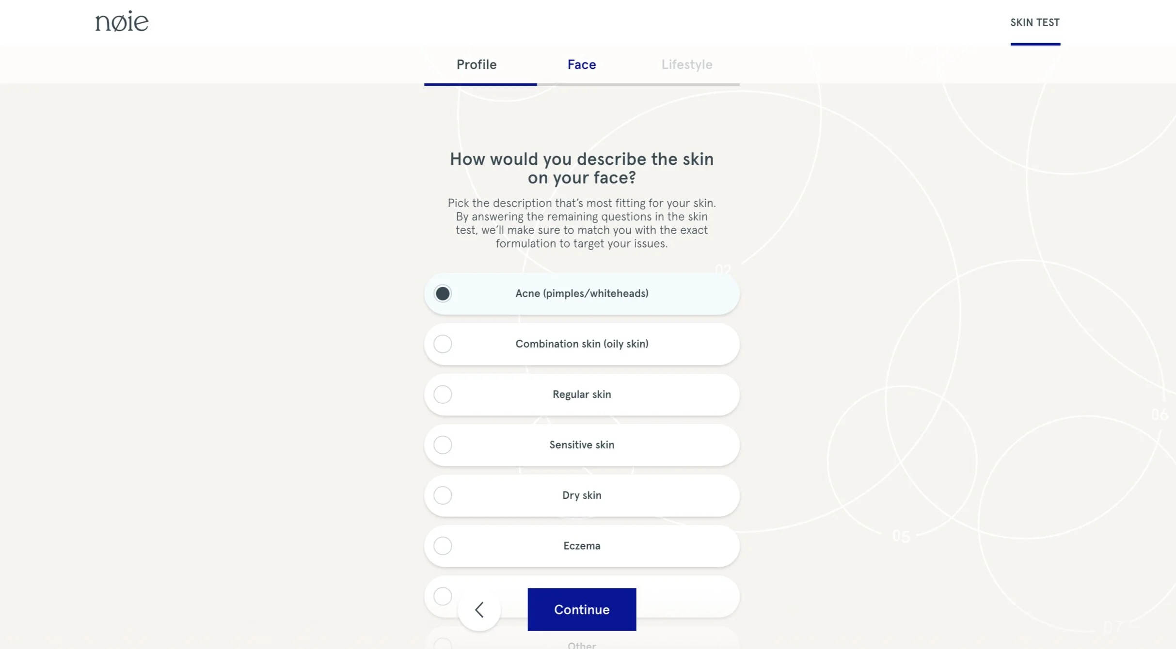 Nøie personalise skincare test