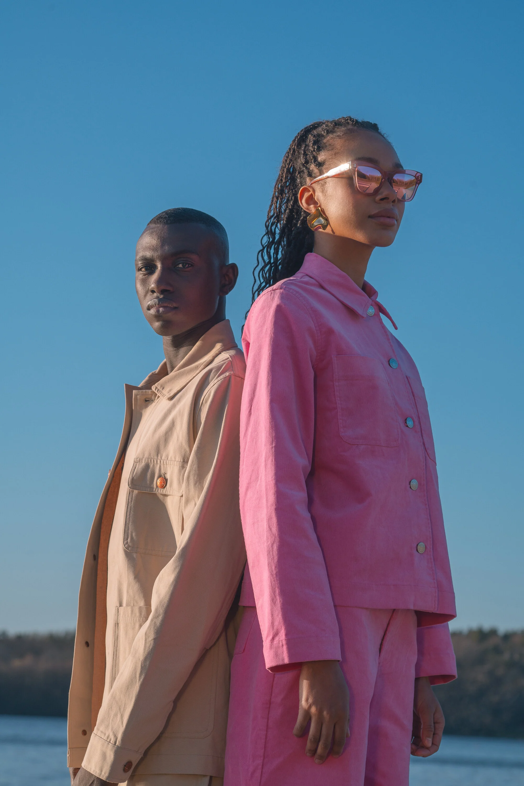 Coat, Jacket and Trousers - Samsøe Samsøe | Earrings - Edblad | Sunglasses - CHIMI Eyewear