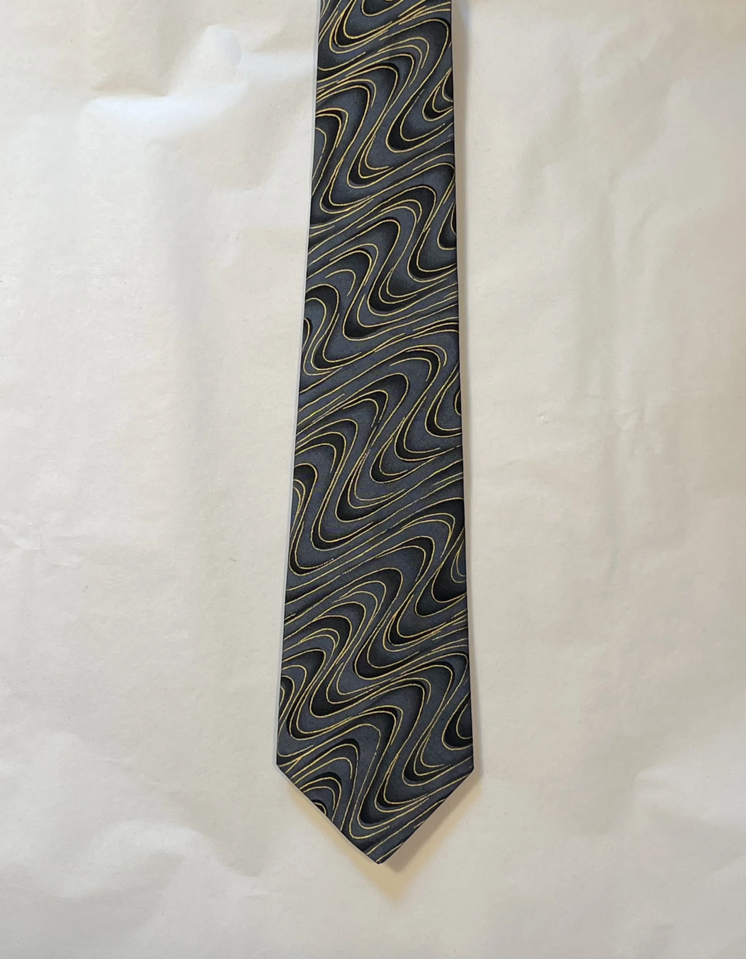 Tie - Black, Gray and Gold Squiggles