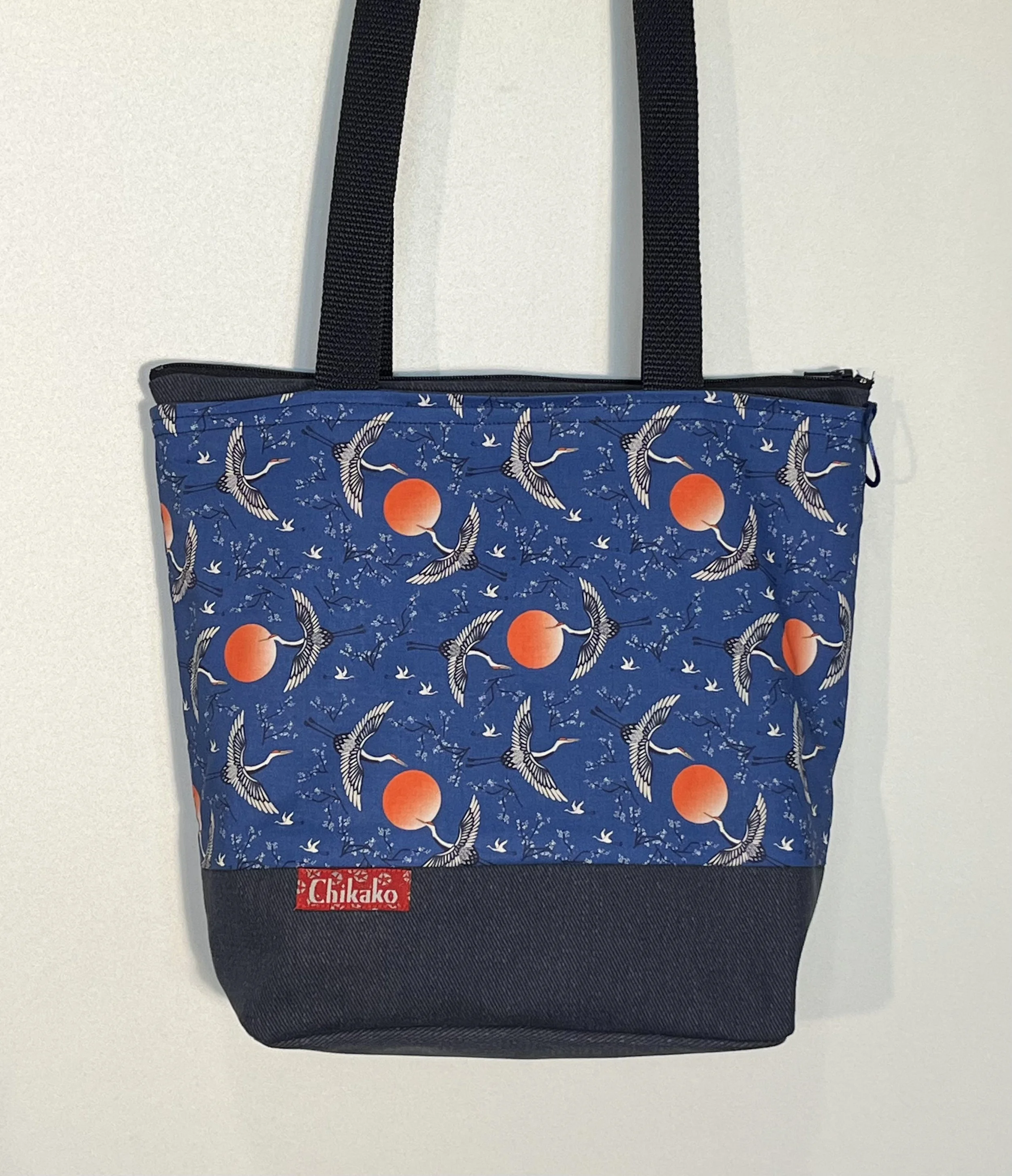 Chiyo Handbag - Blue Cranes and Moon