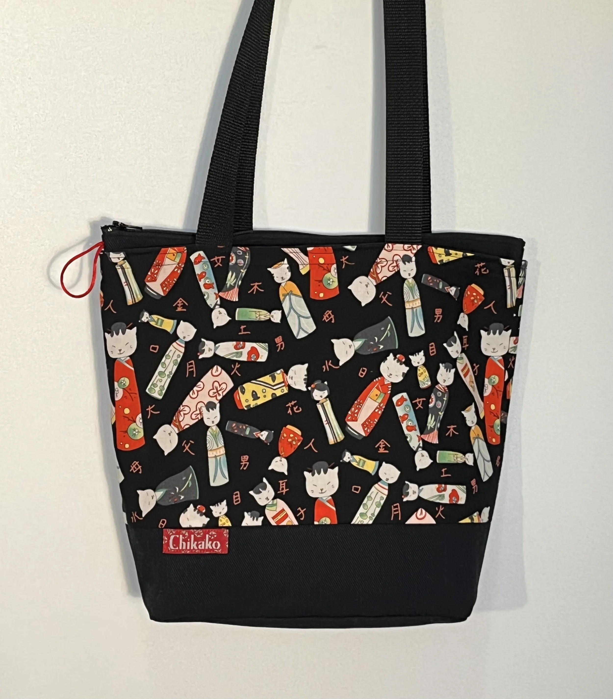 Chiyo Handbags - Black Kitty Kokeshi