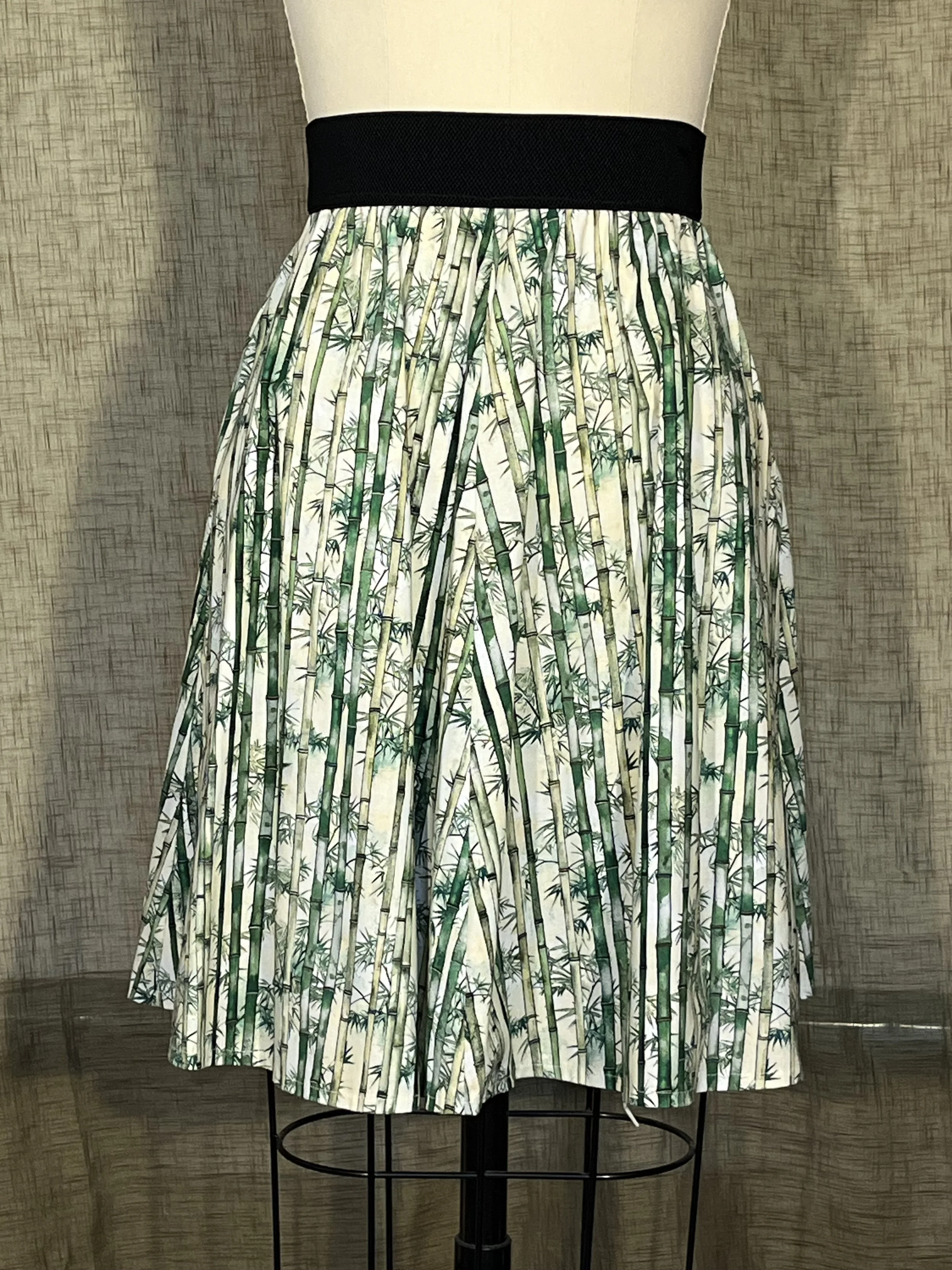 Skirt - White with Green Bamboo