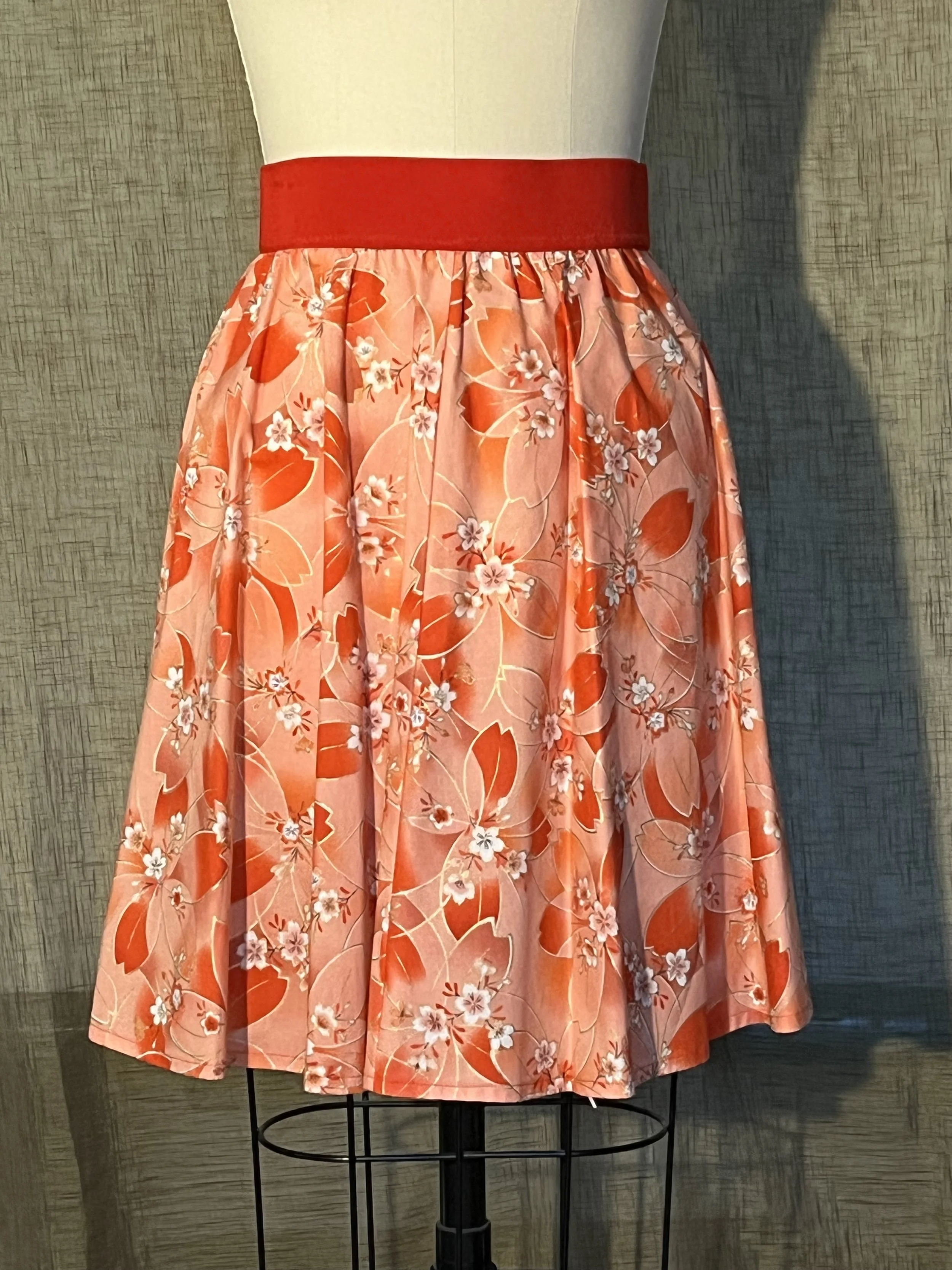 Skirt - Red Large Cherry Blossom