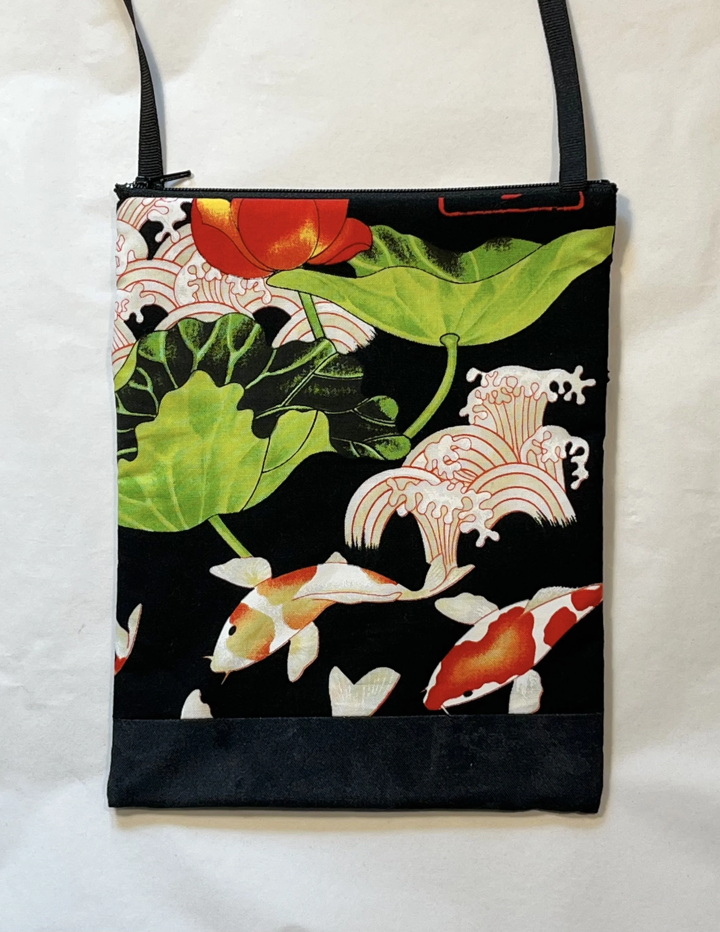 Hanako Pouch - Black Koi and Lili Pad