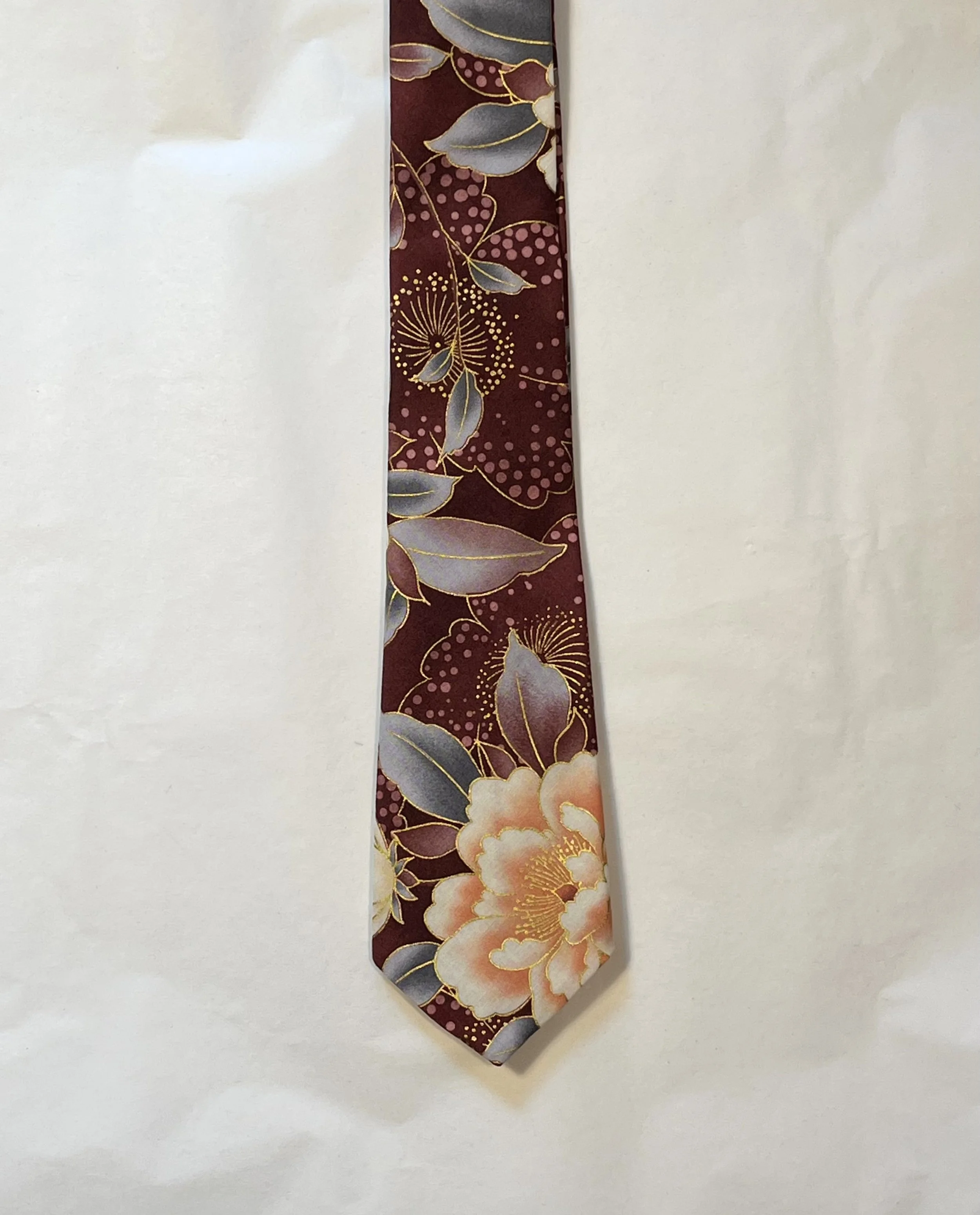 Tie - Plum with Pink Flowers