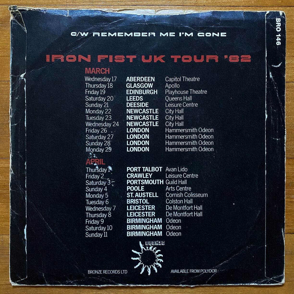 Motorhead Tour Program for Iron Fist Tour Printed by Ballantine UK