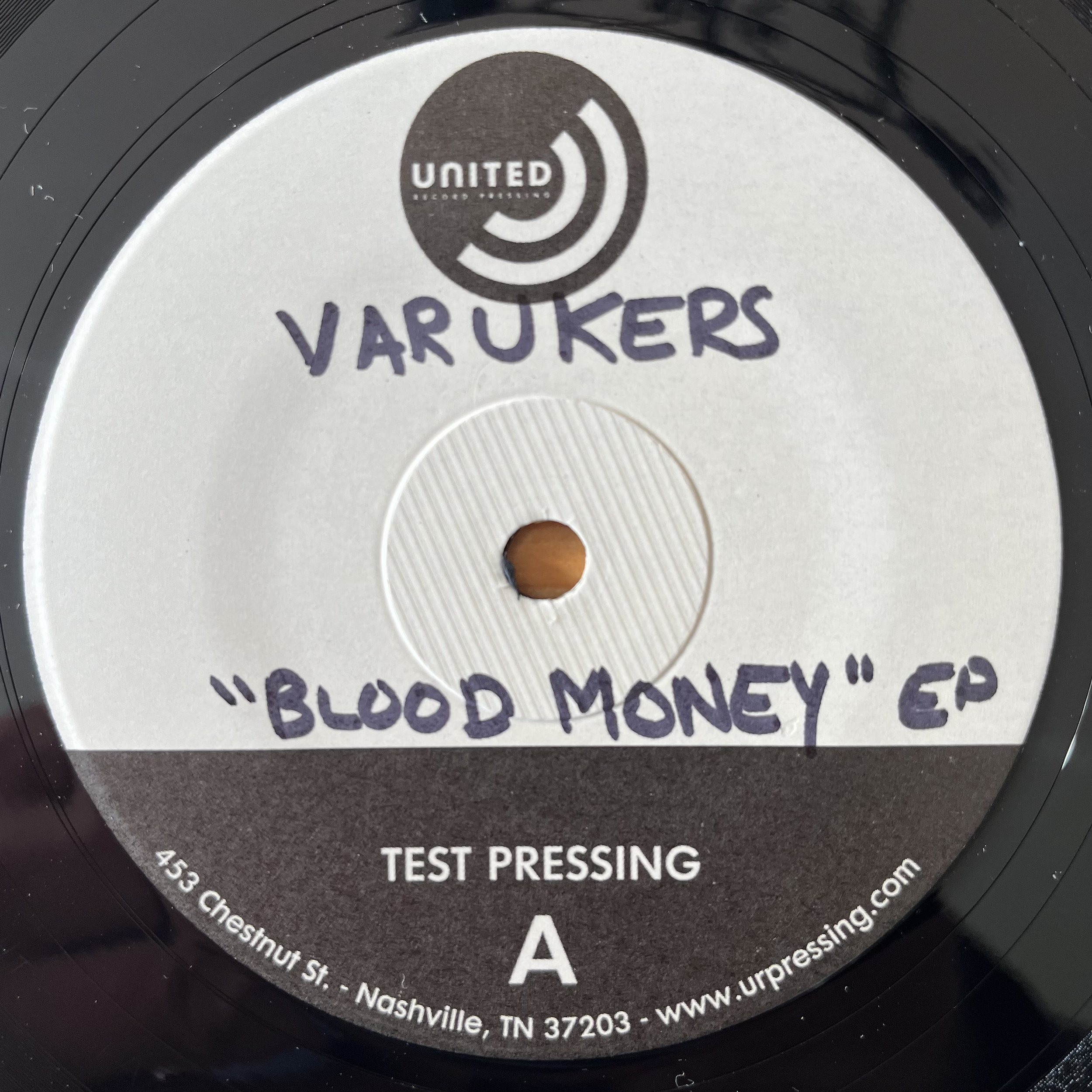 Varukers - Blood Money EP test press A side label.jpeg