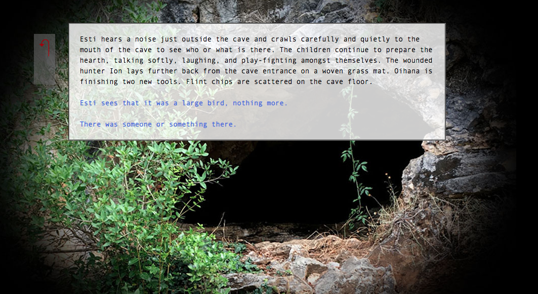 Screenshot from Time Before Memory featuring narrative text juxtaposed with contemporary images of prehistoric sites.