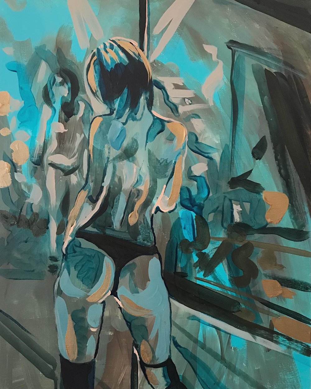 Night Moves, 2022, Acrylic on wood panel, 16 x 20 in